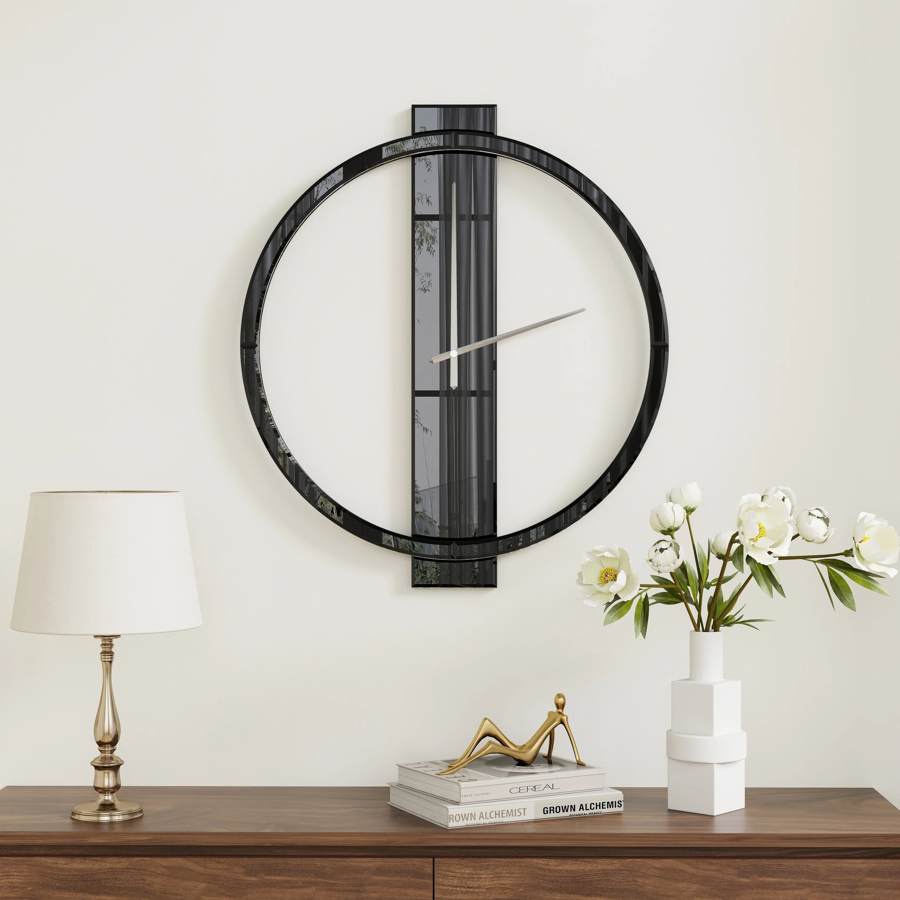 Glass Round Wall Clock 24 Inches