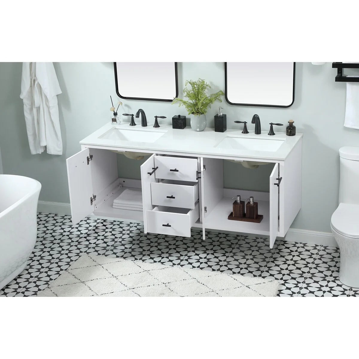 Fern 60 Inch Double Bathroom Vanity