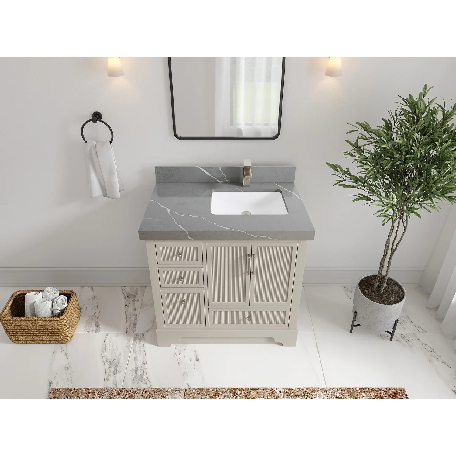 Willow Collections 36 in. W x 22 in. D Alys Right Offset Sink Bathroom Vanity with Countertop