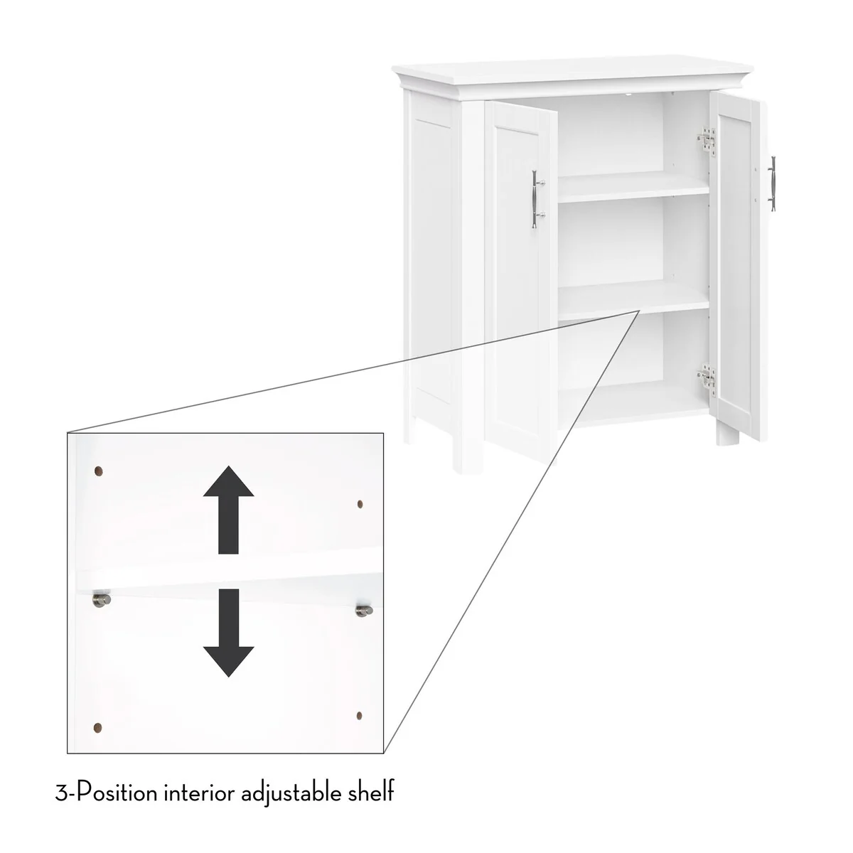 RiverRidge Somerset Two-Door Bathroom and Laundry Storage Cabinet with Adjustable Shelf - White
