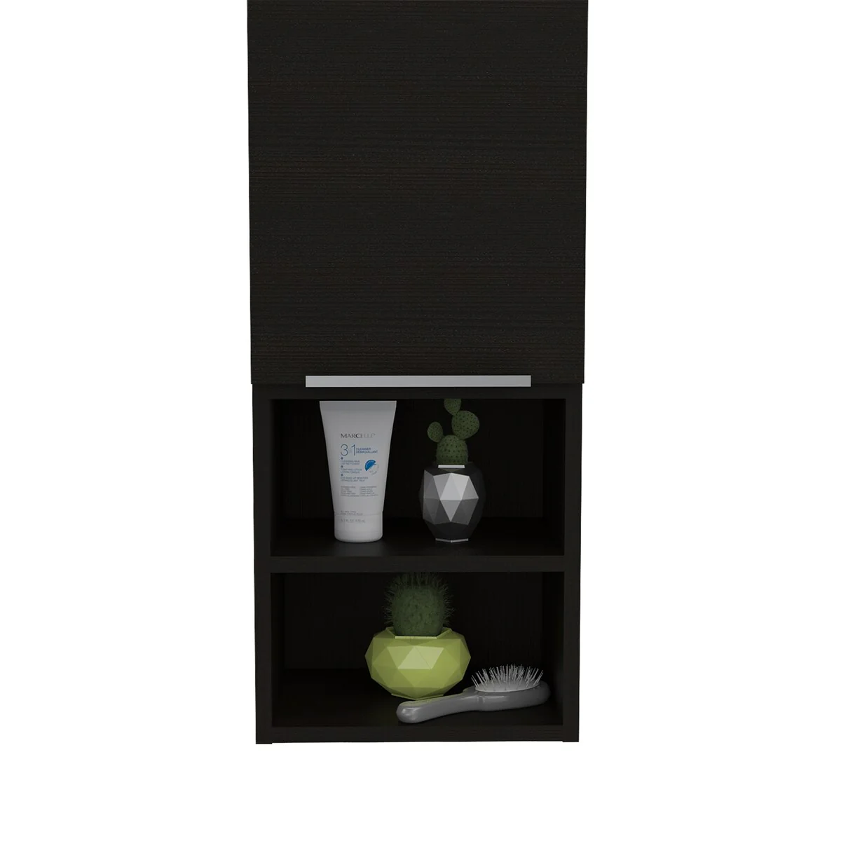 Modern Wood Medicine Cabinet, Compact Bathroom Medicine Cabinet with 1 Door and Open Shelves, 32.08 