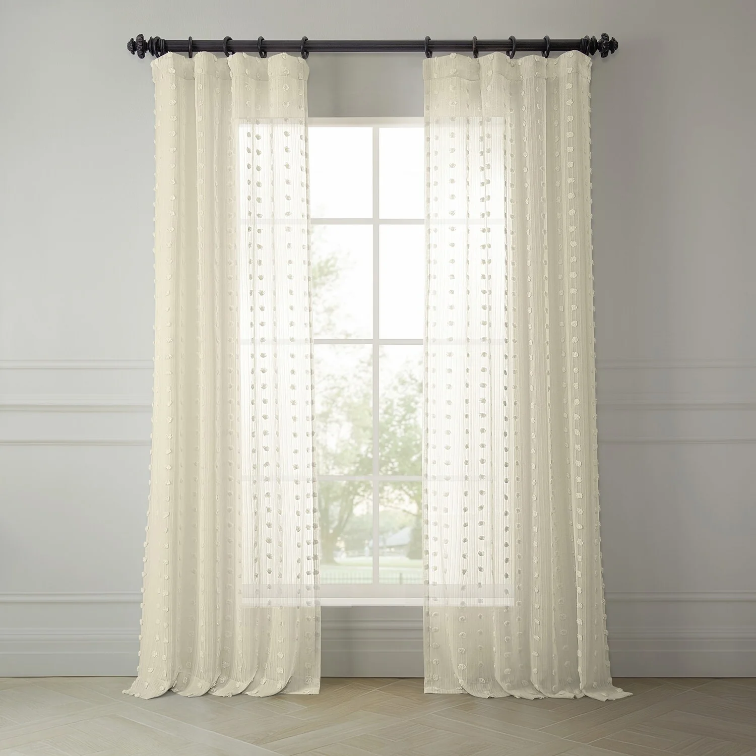 Exclusive Fabrics Strasbourg Dot Patterned Faux Linen Sheer Curtain (1 Panel)