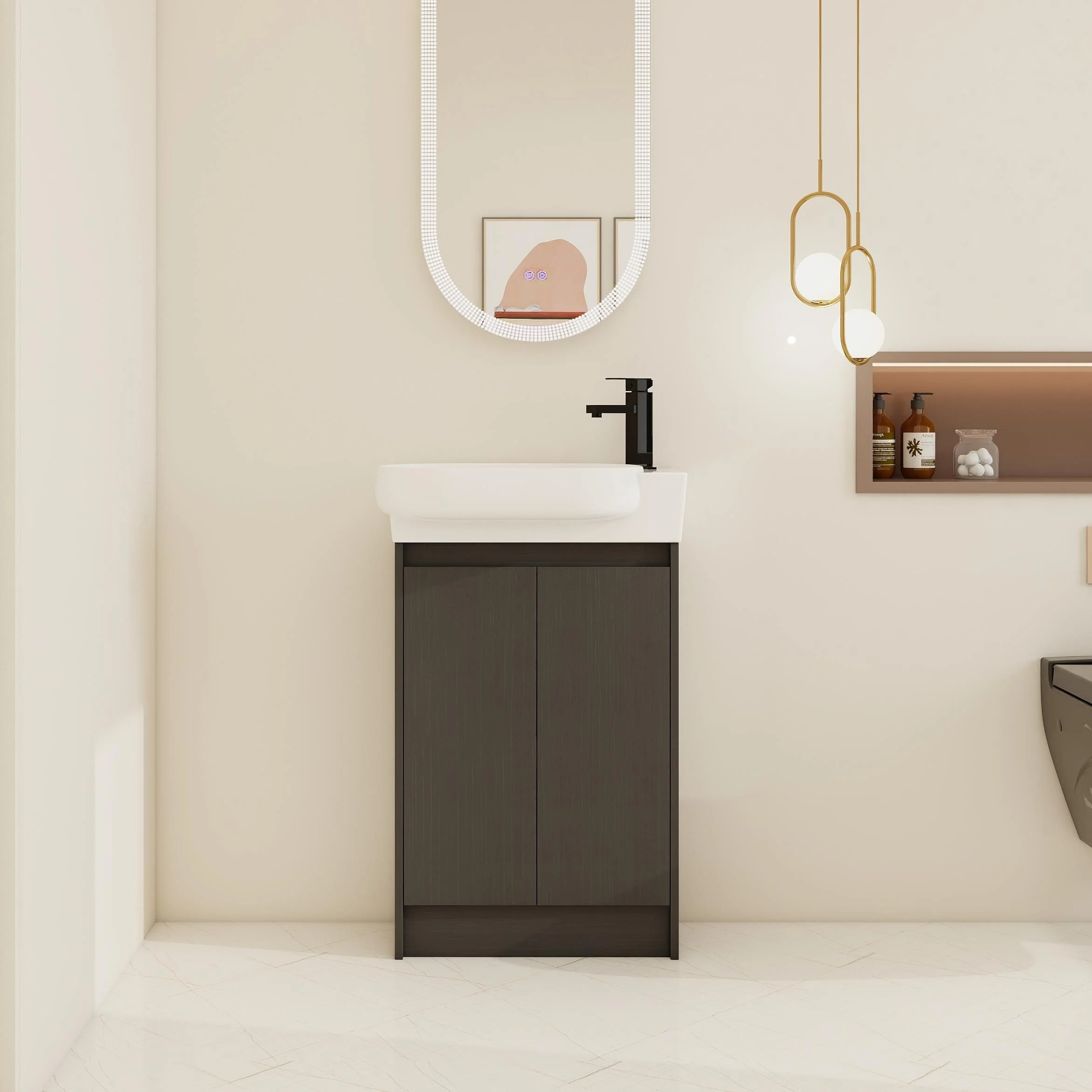 BNK 16/18/23 inch Freestanding/Floating Bathroom Vanity with Single Sink,Powder Room Vanity with Soft Close Door