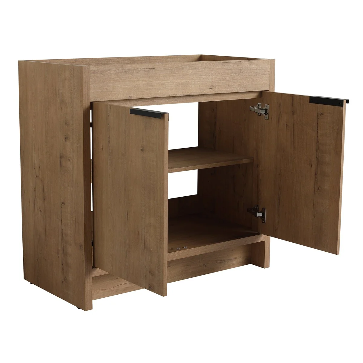 36 Inch Plywood Freestanding Bathroom Vanity Set with Integrated Ceramic Basin and Doors