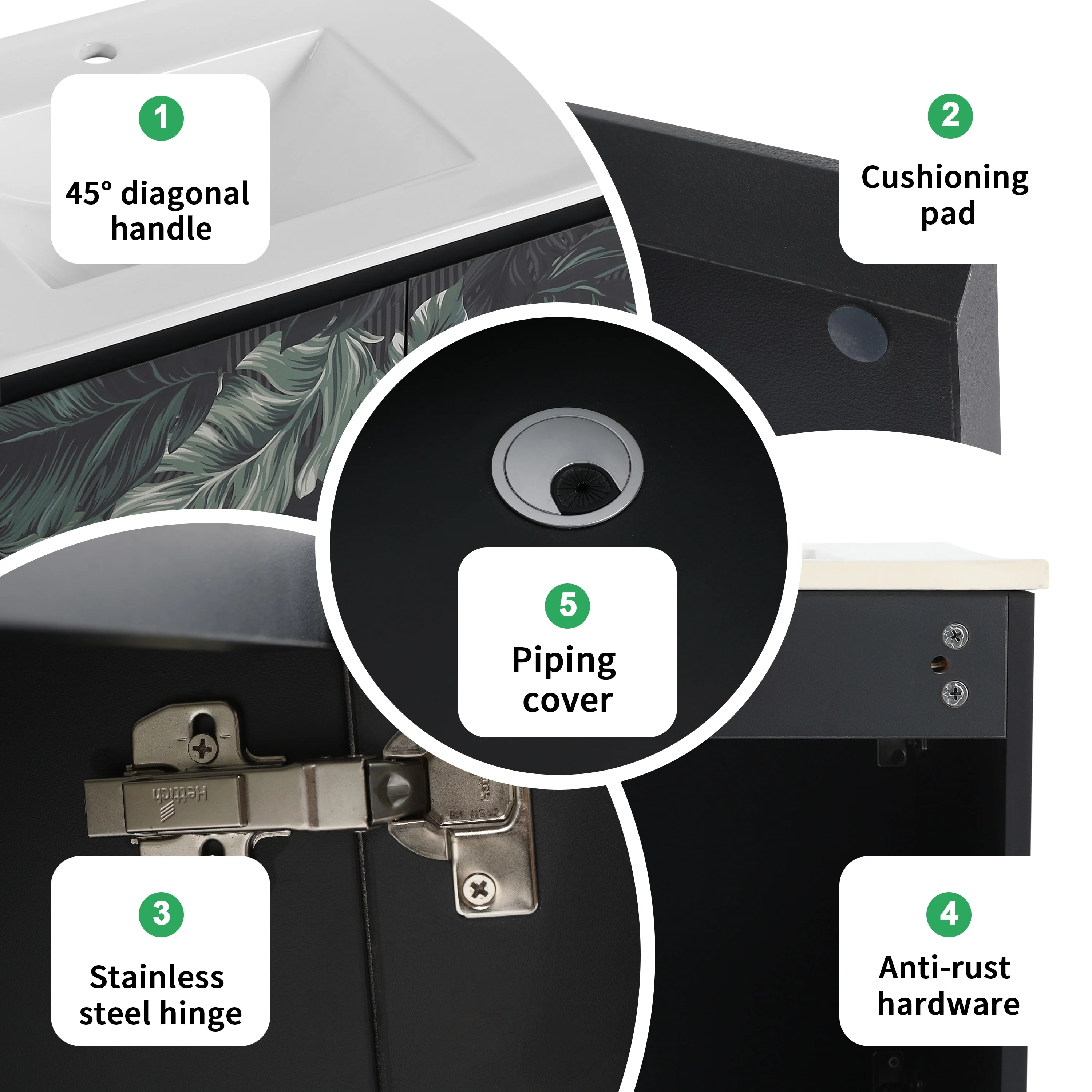 BNK 24/30/48 Inch Double Sink Bathroom Vanity with Soft Close Door
