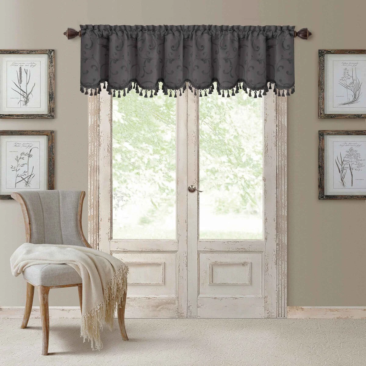 Elrene Mia Jacquard Blackout Scallop Window Valance - 52
