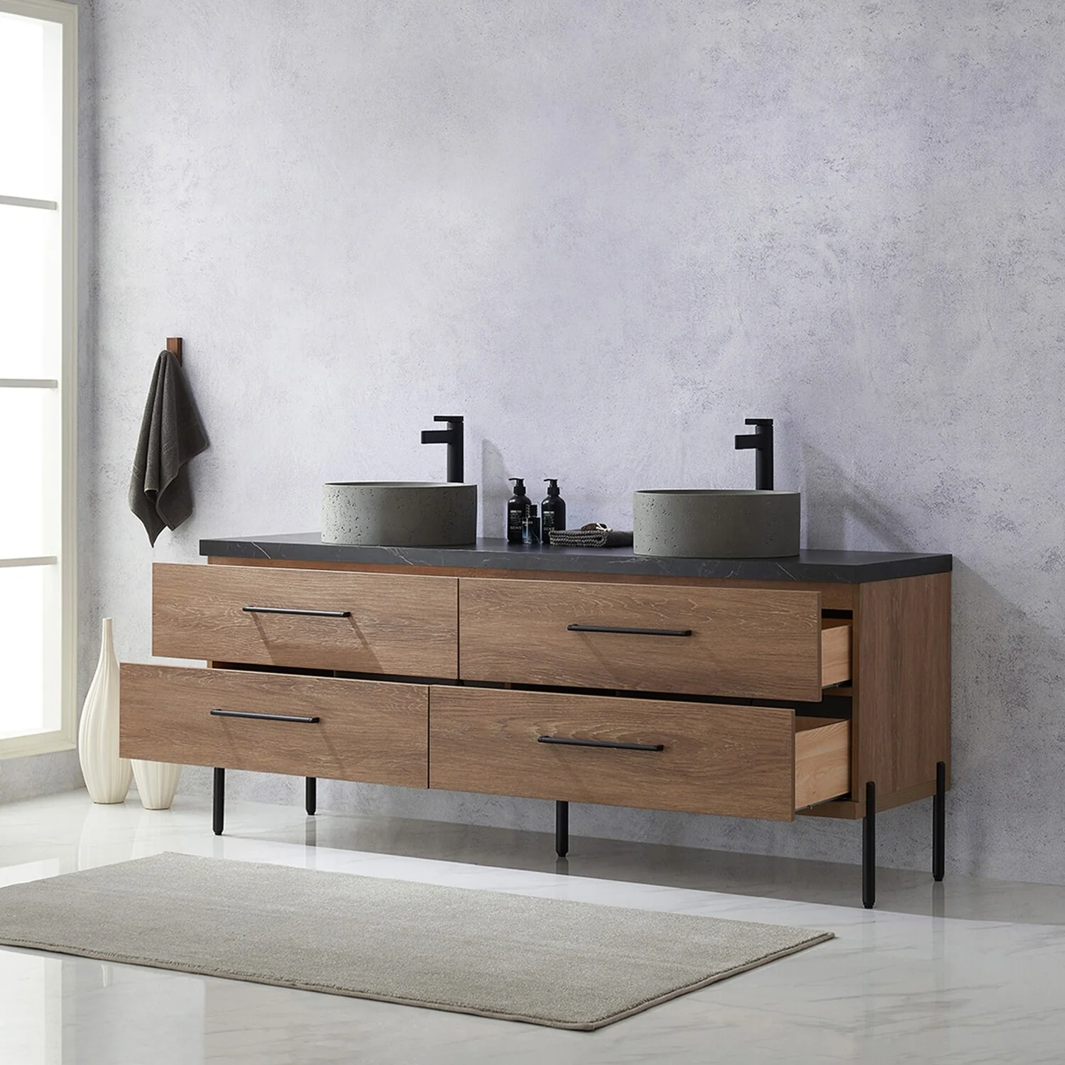 Trento Bath Vanity with Sintered Stone Top with Concrete Sink (R)