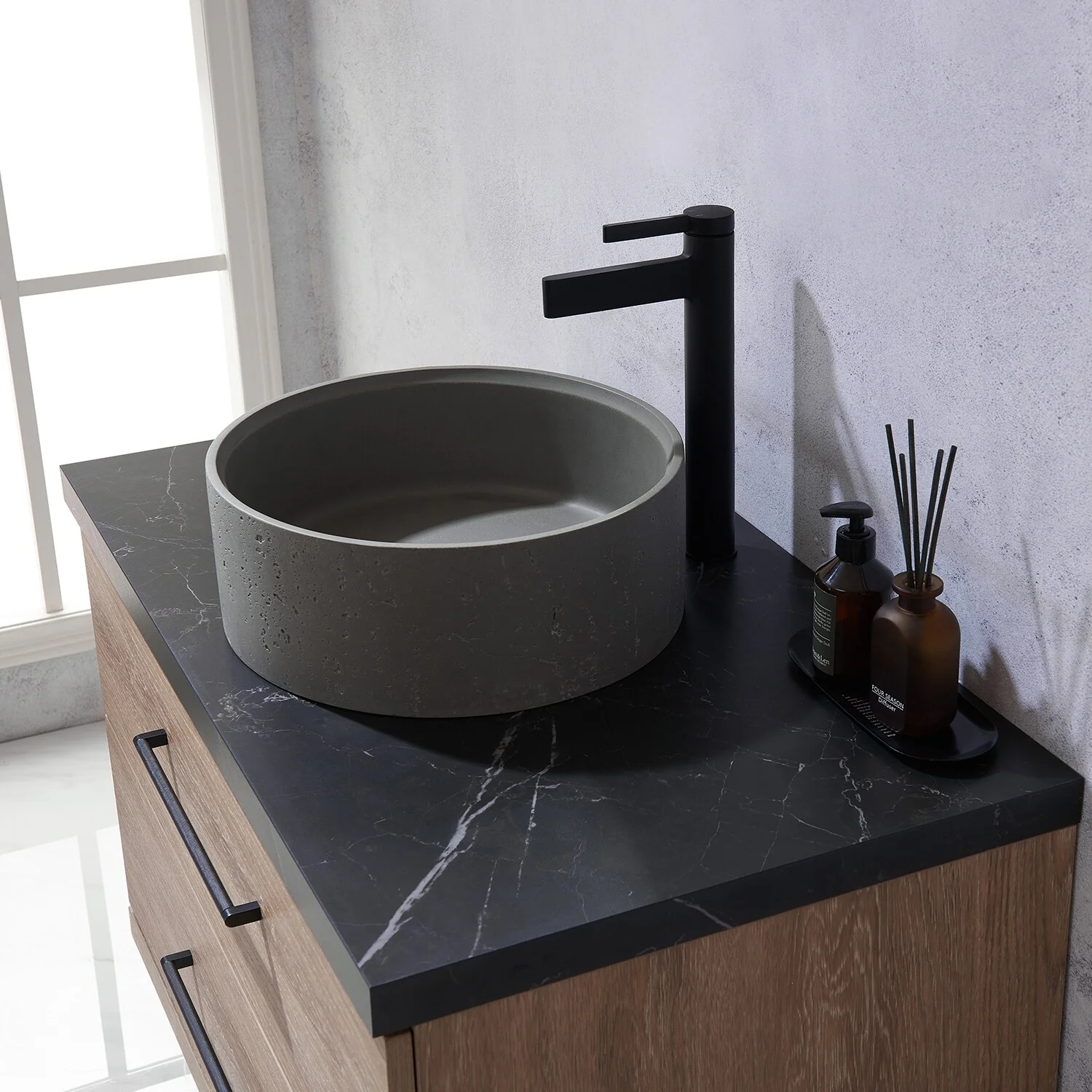 Trento Bath Vanity with Sintered Stone Top with Concrete Sink (R)