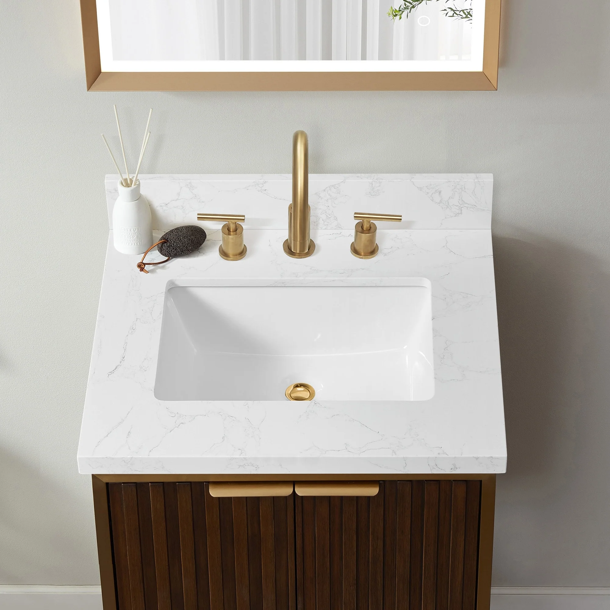 Jaen Composite Stone Vanity Top with White Rectangular Sink