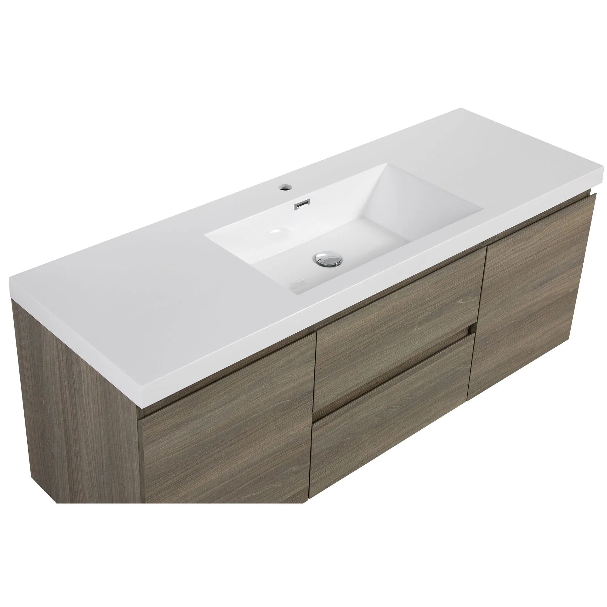 MDF Floating Bathroom Vanity with Integrated Resin Sink