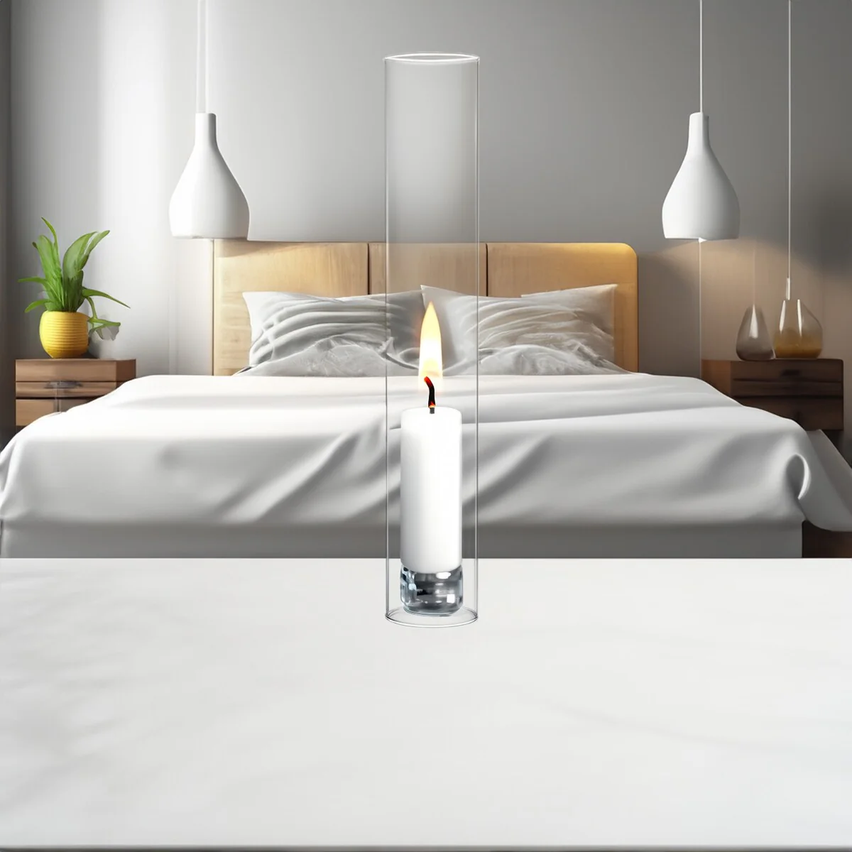 Clear Glass Cylinder Hurricane Chimney Tube, Candle Cover - 1 Piece