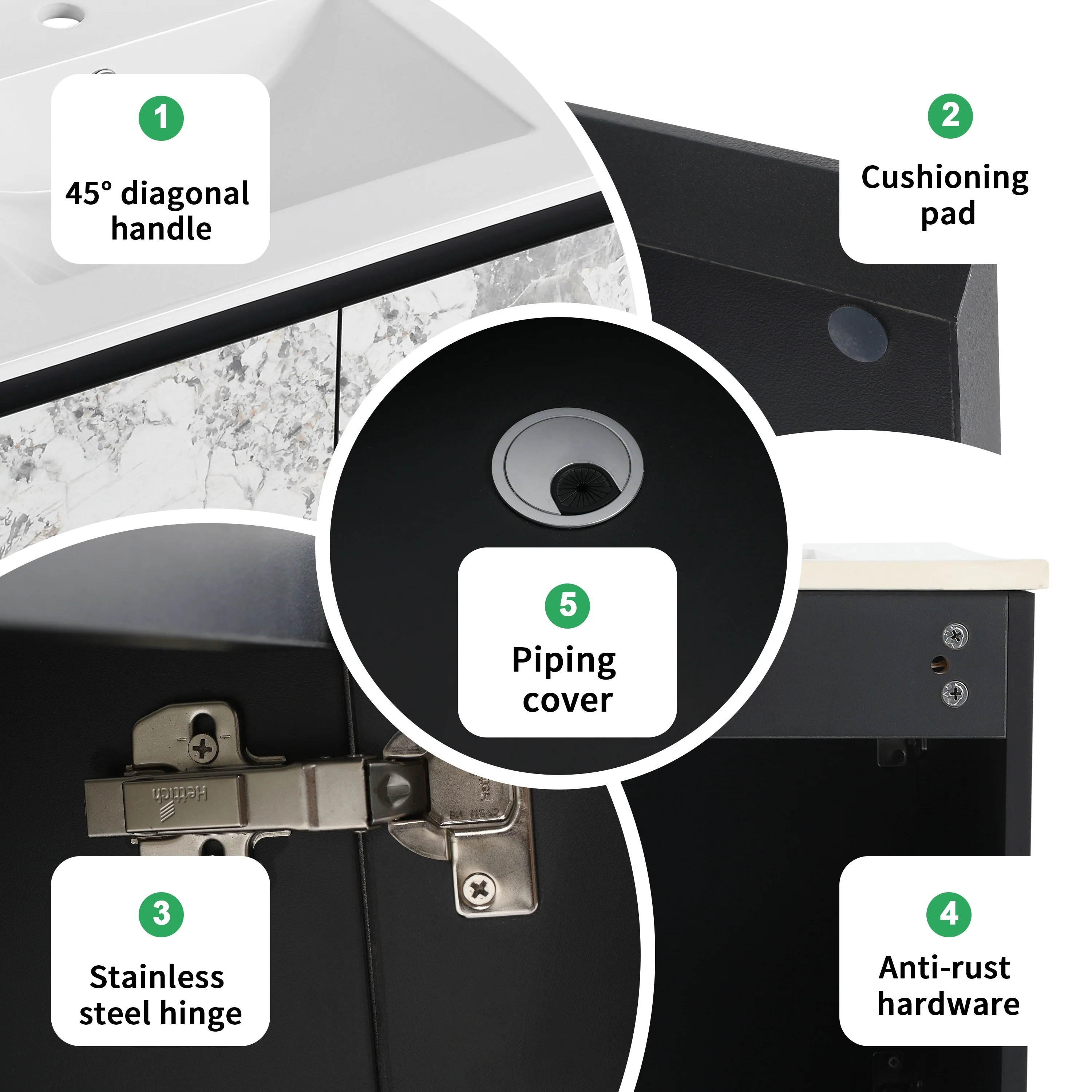 BNK 24/30/48 Inch Double Sink Bathroom Vanity with Soft Close Door