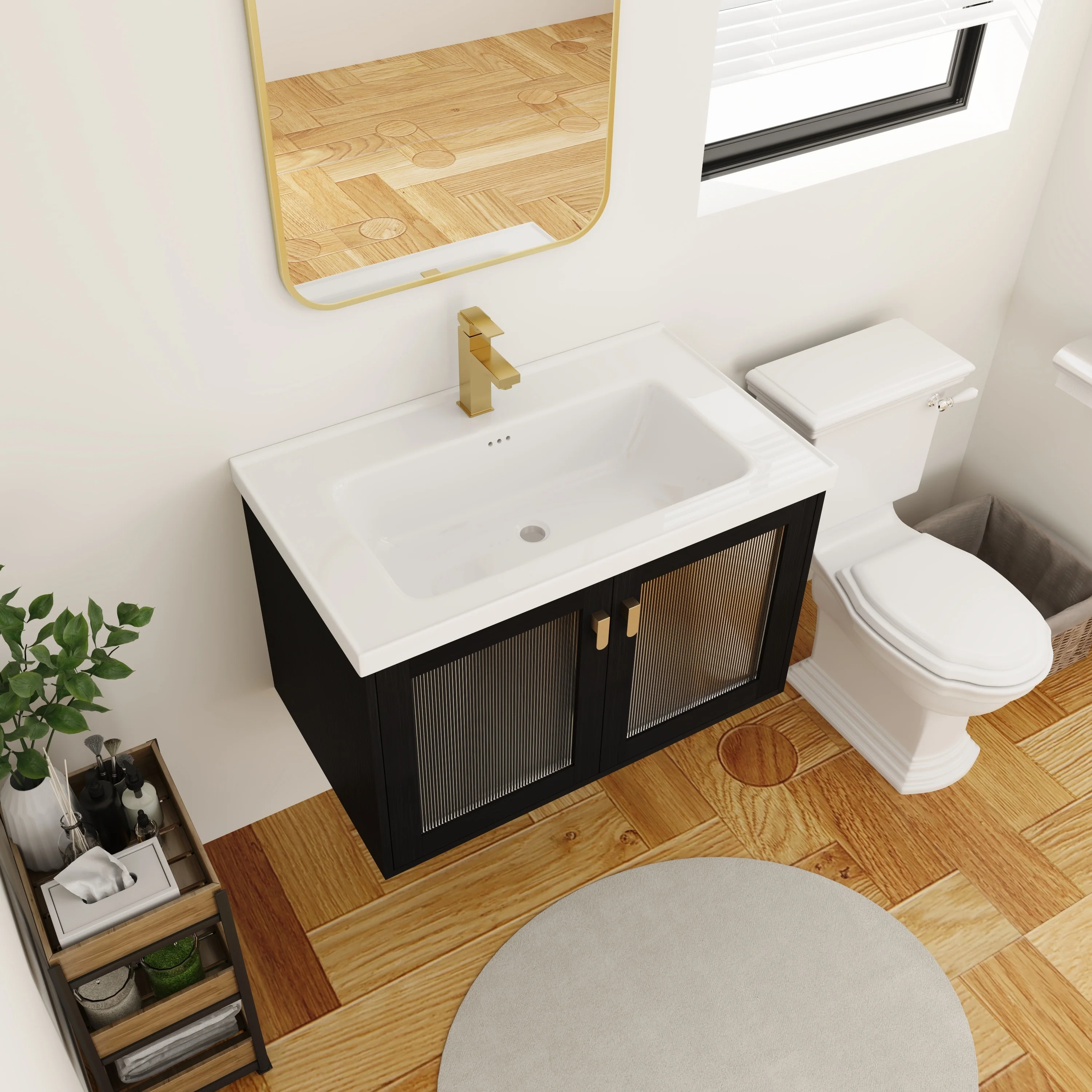 BNK 28/ 32/36/40 Inch Single Sink Bathroom Vanity with Soft Close Door, Modern Floating Vanity