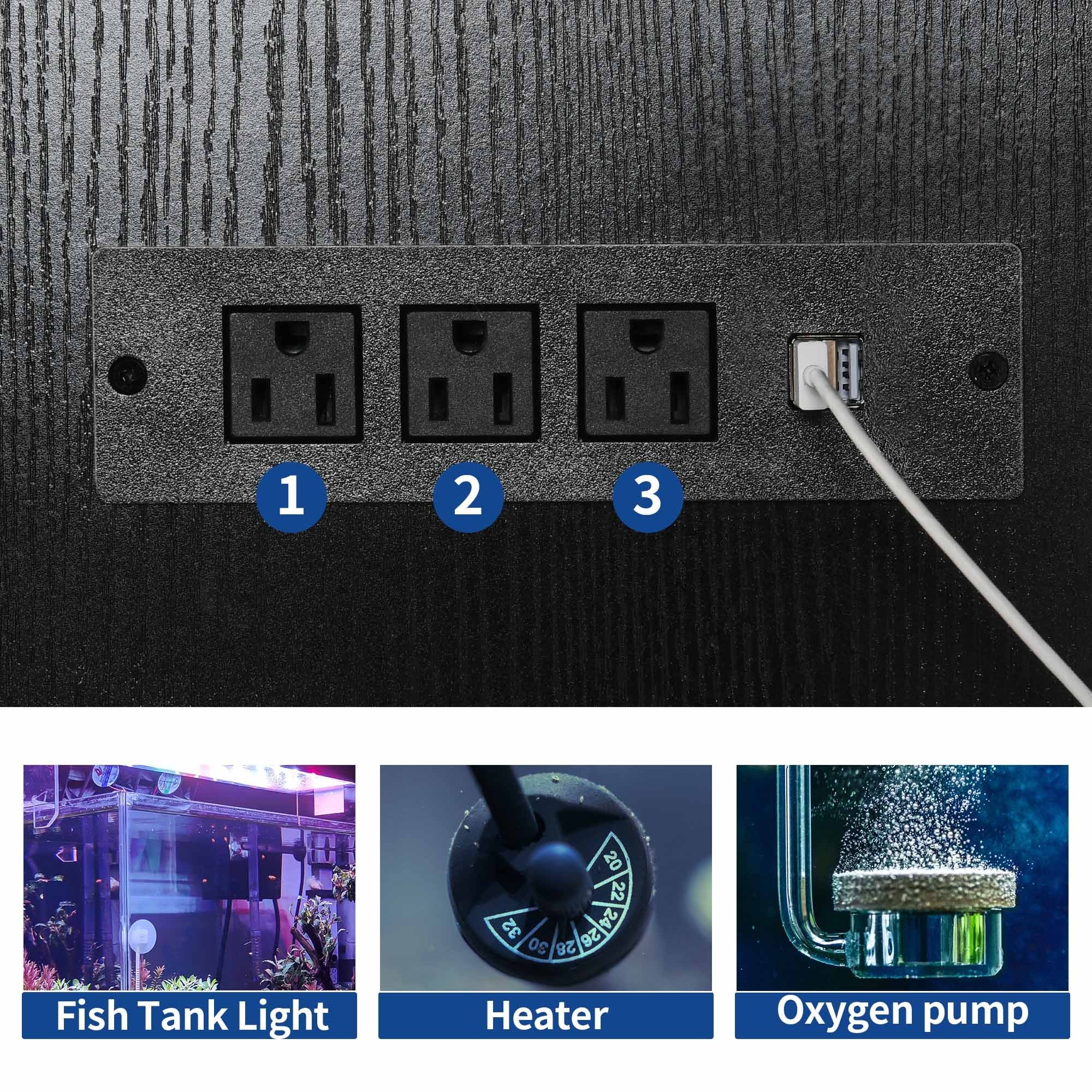 Moasis 75-120 Gallon Aquarium Stand with Power Outlet & LED Light,Heavy Duty Metal Fish Tank Stand