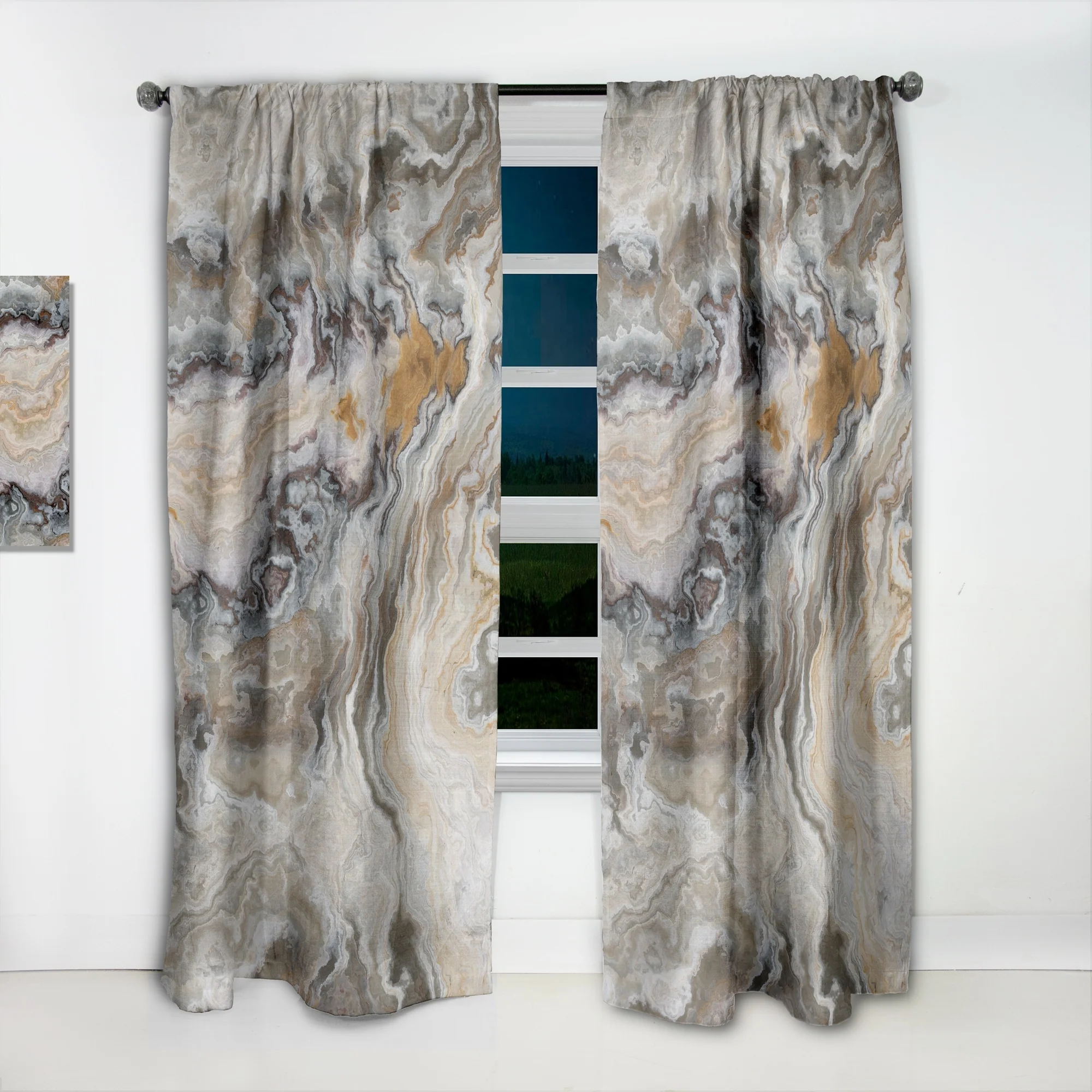 Designart 'Onyx detail Composition' Mid-CenturyCurtain Single Panel