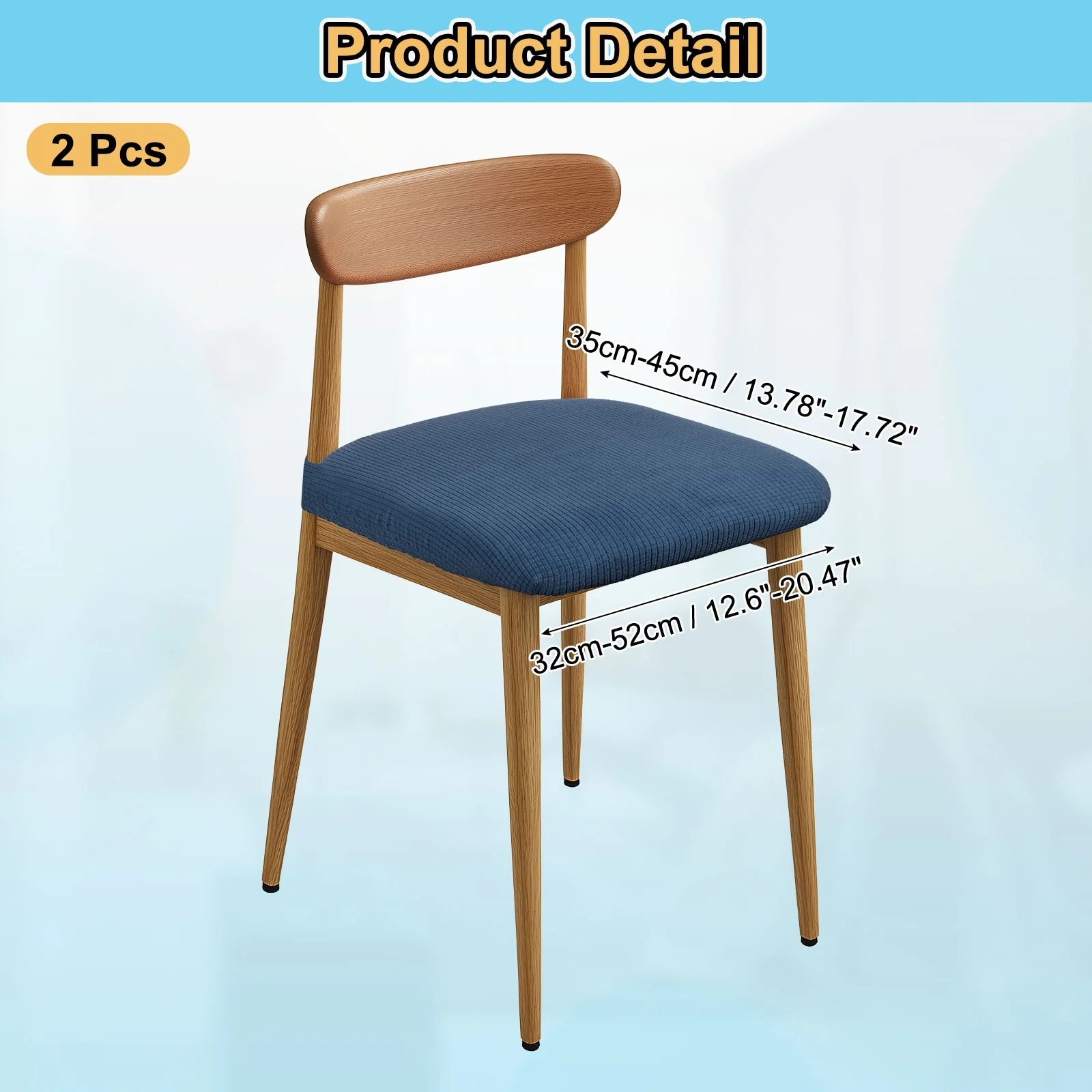 Set of 2 Chair Covers for Dining Chairs, Chair Seat Slipcovers