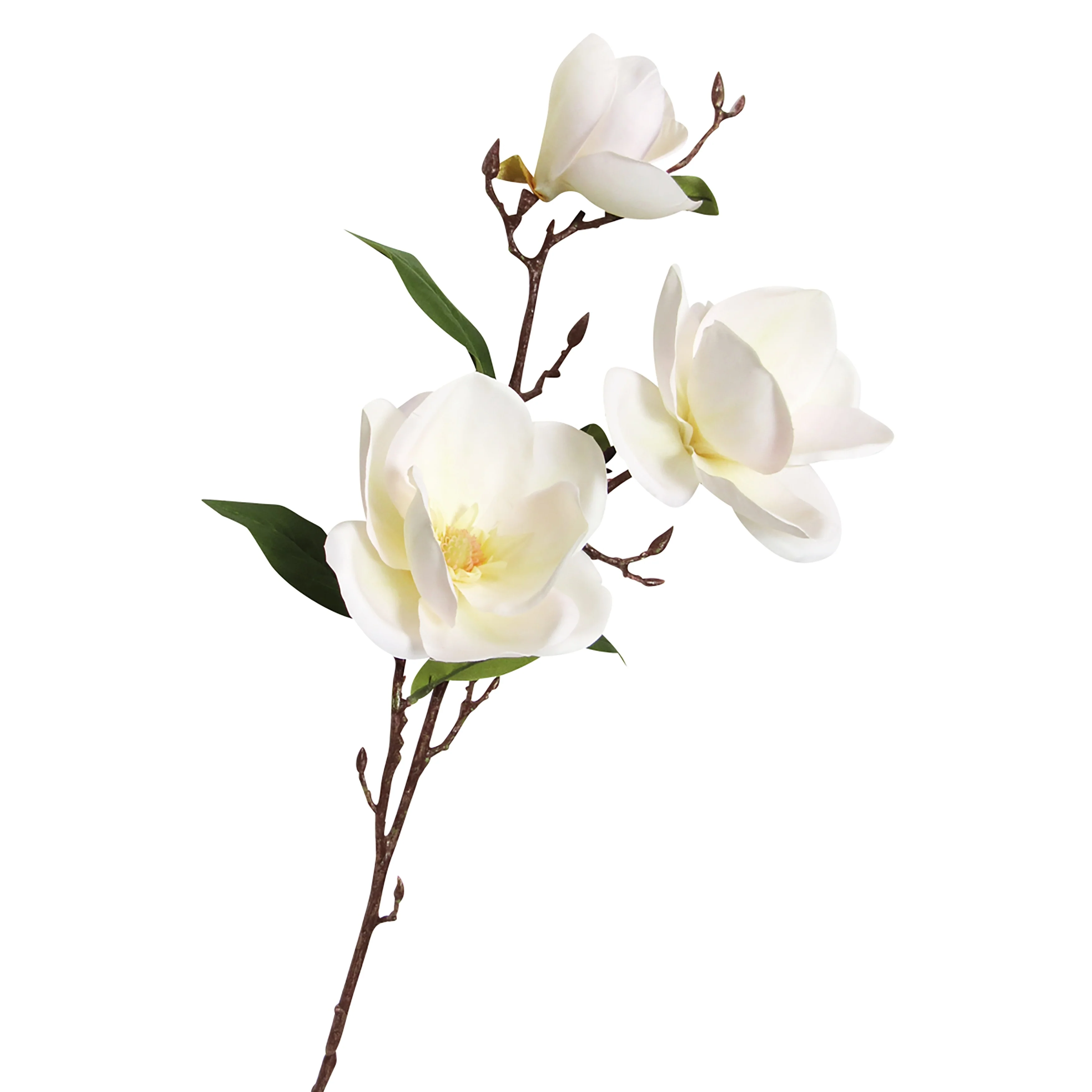 Set of 2 Large Cream White Artificial Magnolia Flower Stem Spray 38in - 38