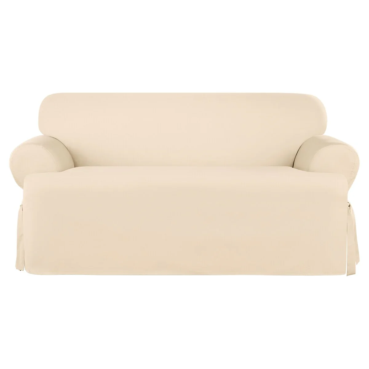 SureFit Heavyweight Cotton Duck 1 Piece T-Cushion Loveseat Cover with Seat Elastic