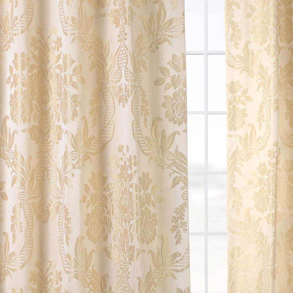 Exclusive Fabrics Magdelena Champaign/Beige Faux Silk Jacquard Curtain (1 Panel)