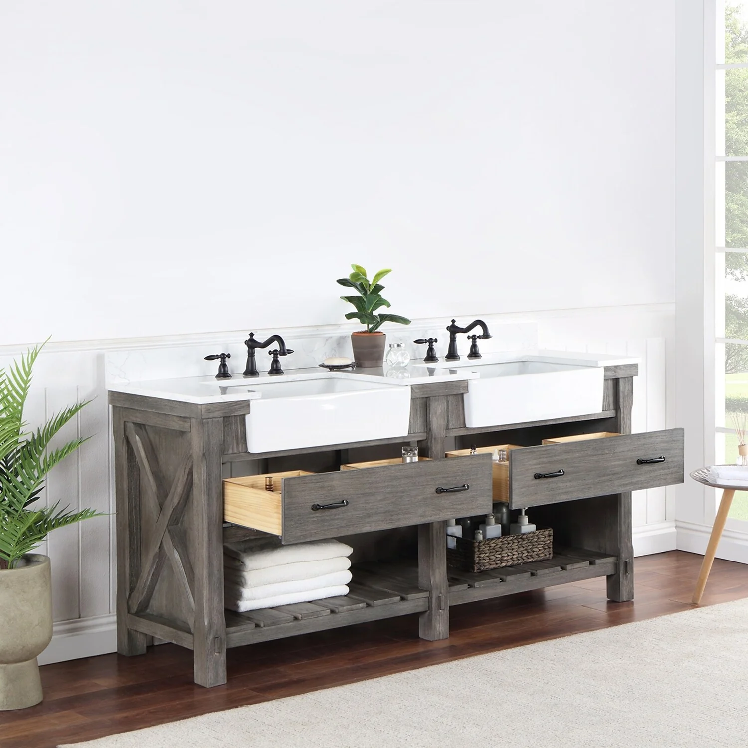 Villareal Bath Vanity with Composite Stone Top without Mirror