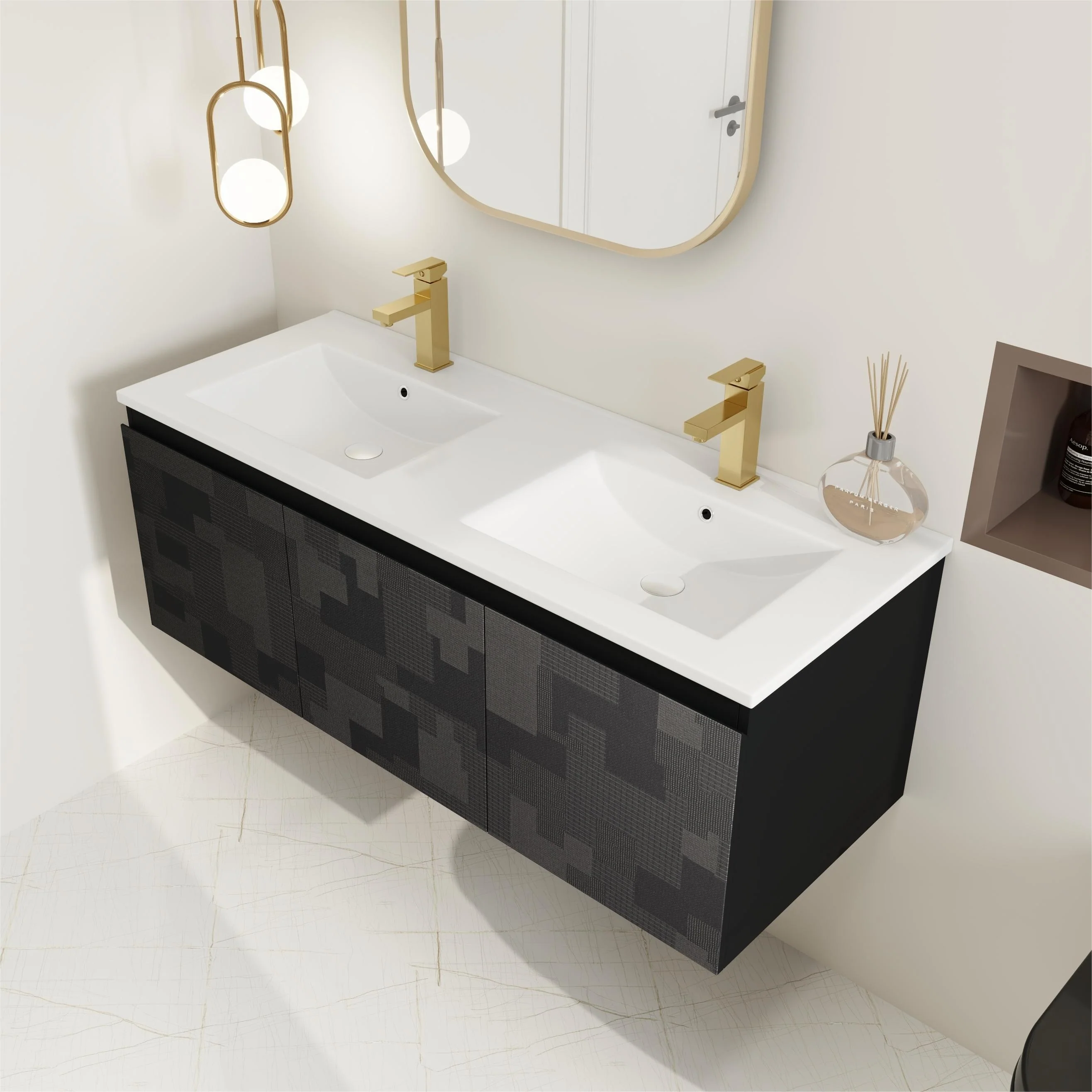 BNK 24/30/48 Inch Double Sink Bathroom Vanity with Soft Close Door