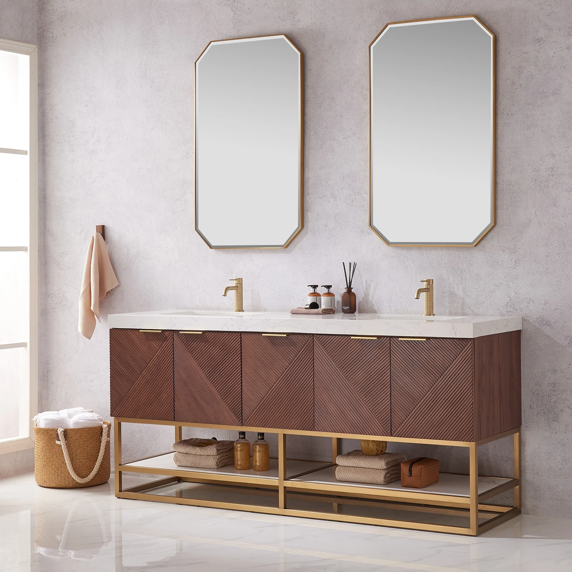 Mahon Double Bath Vanity with Composite Stone Top without Mirror