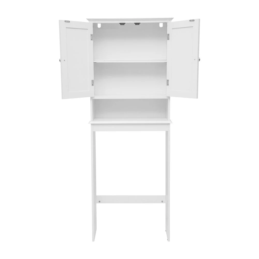 Brown Farmhouse Over the Toilet Cabinet Storage Organizer with 2 Shelves