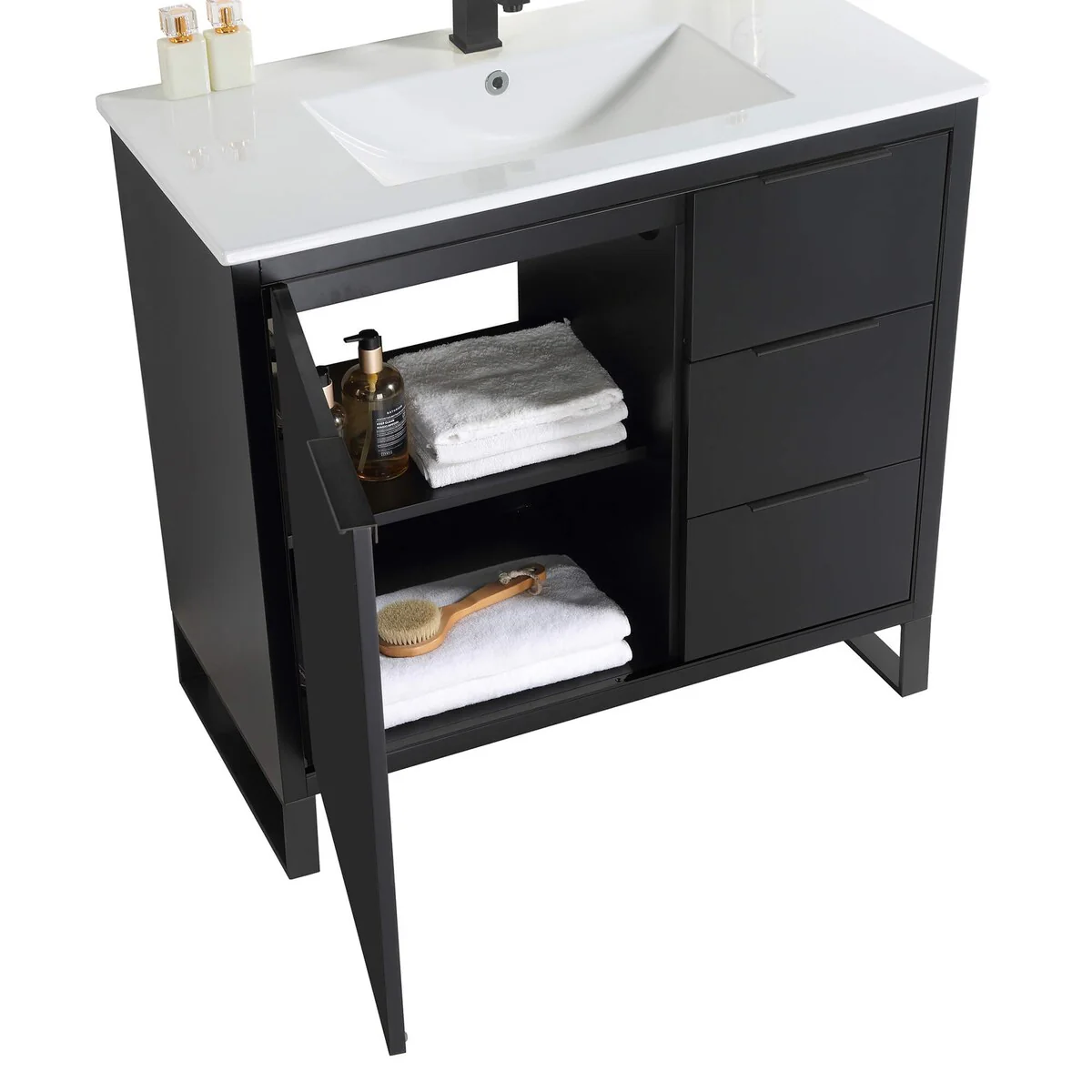 Fine Fixtures Opulence Collection Bathroom Vanity with White Ceramic Sink