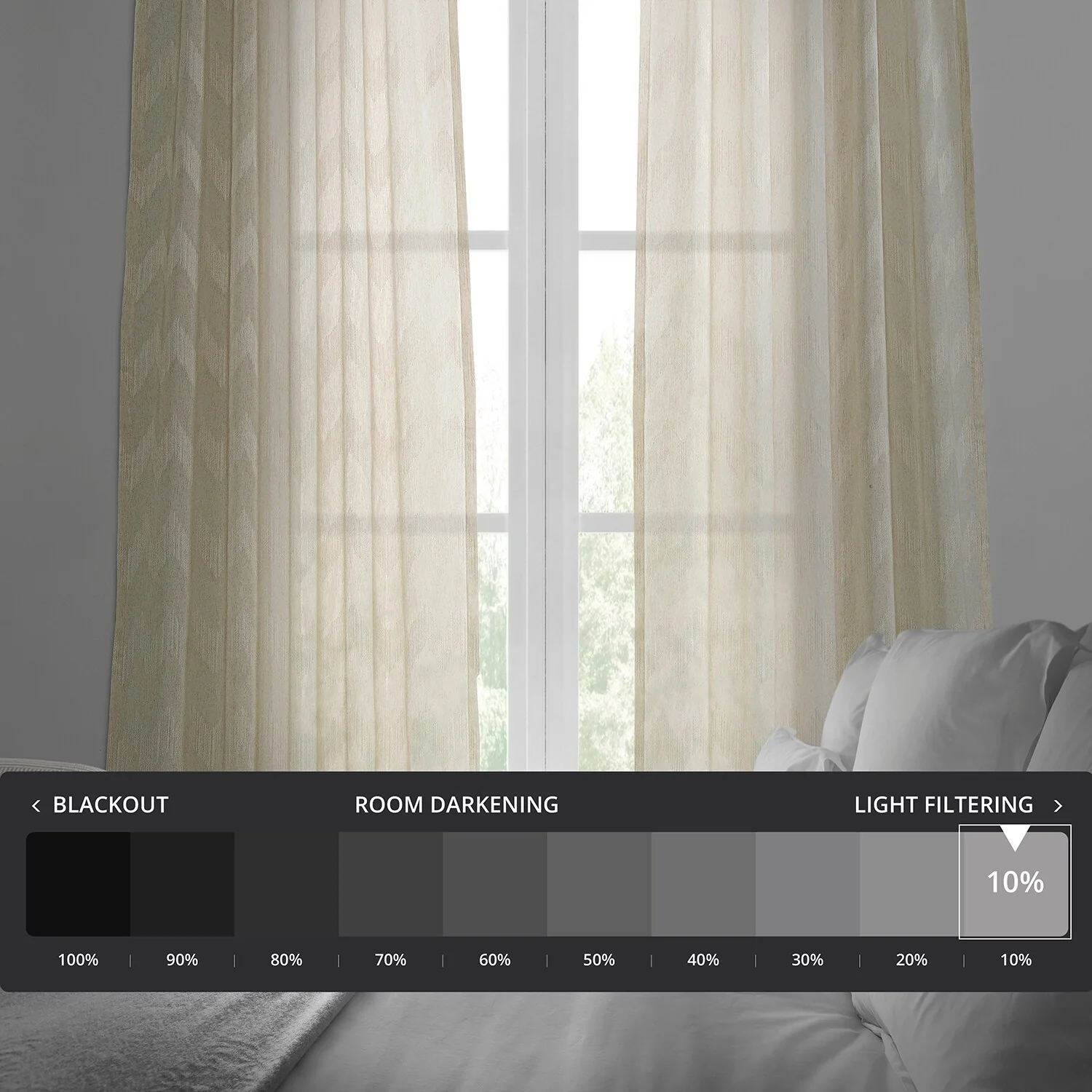 Exclusive Fabrics Sirius Beige Patterned Faux Linen Sheer Rod Pocket Curtain (1 Panel)