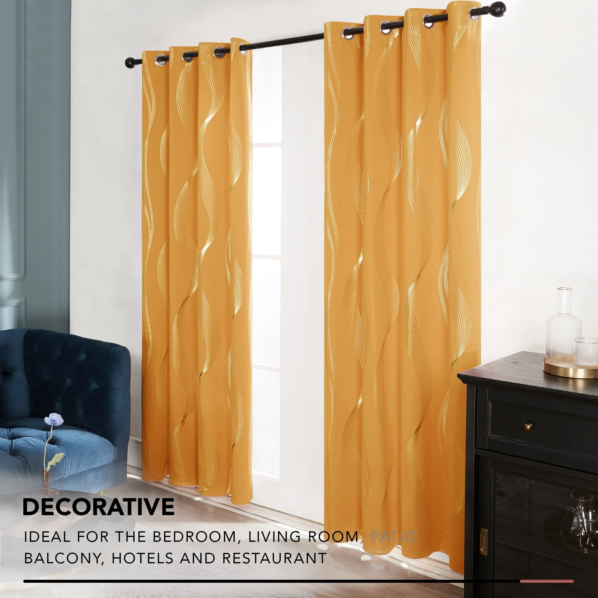 Deconovo Silver Wave 52 Width Curtain Panel Pair (2 Panel)