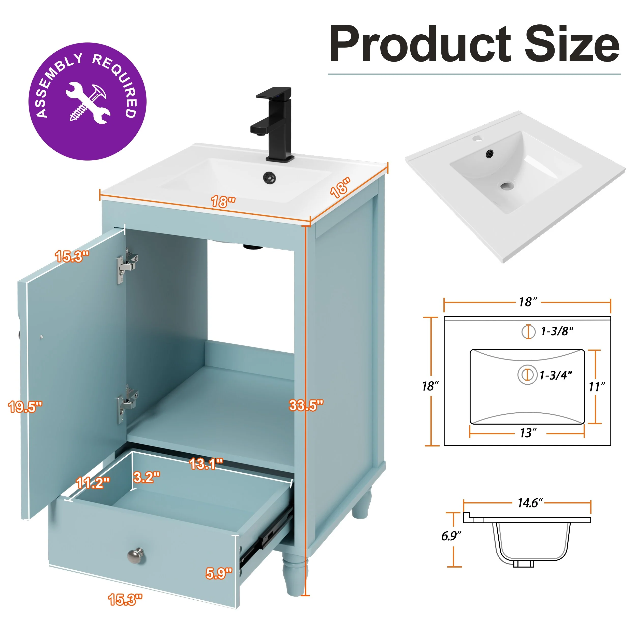 Lace Trim Freestanding Bathroom Vanity Set - Perfect for Bathrooms