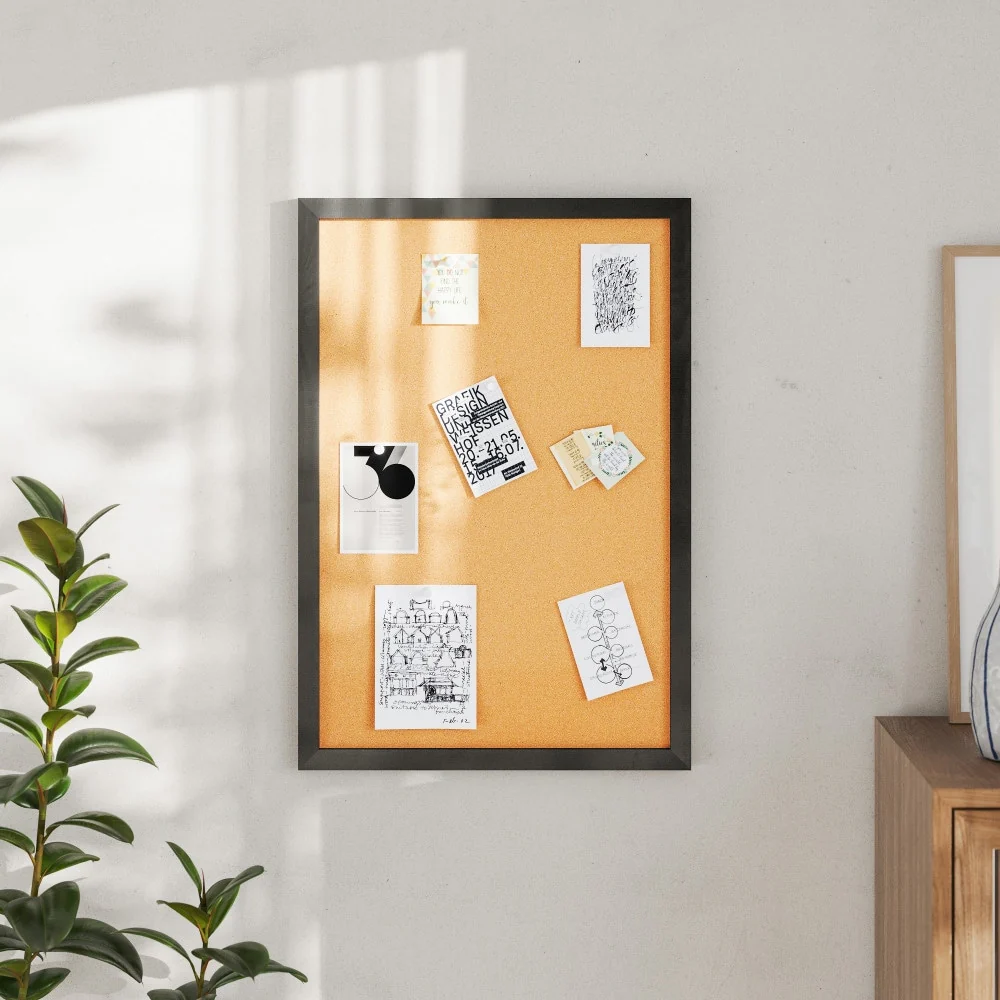 Commercial Wall Mount Cork Board with Wooden Push Pins