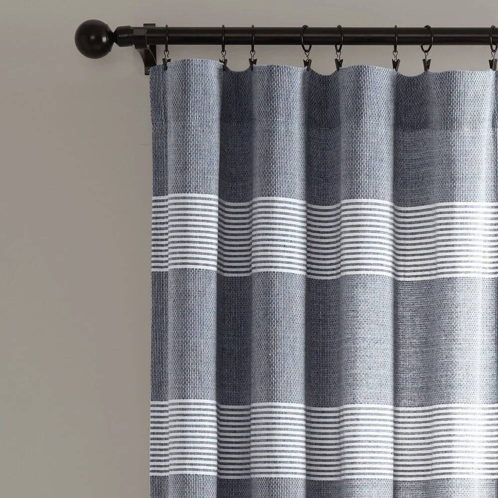 Porch & Den Luna Stripe Pattern Cotton Curtain Panel Pair with Knotted Tassels