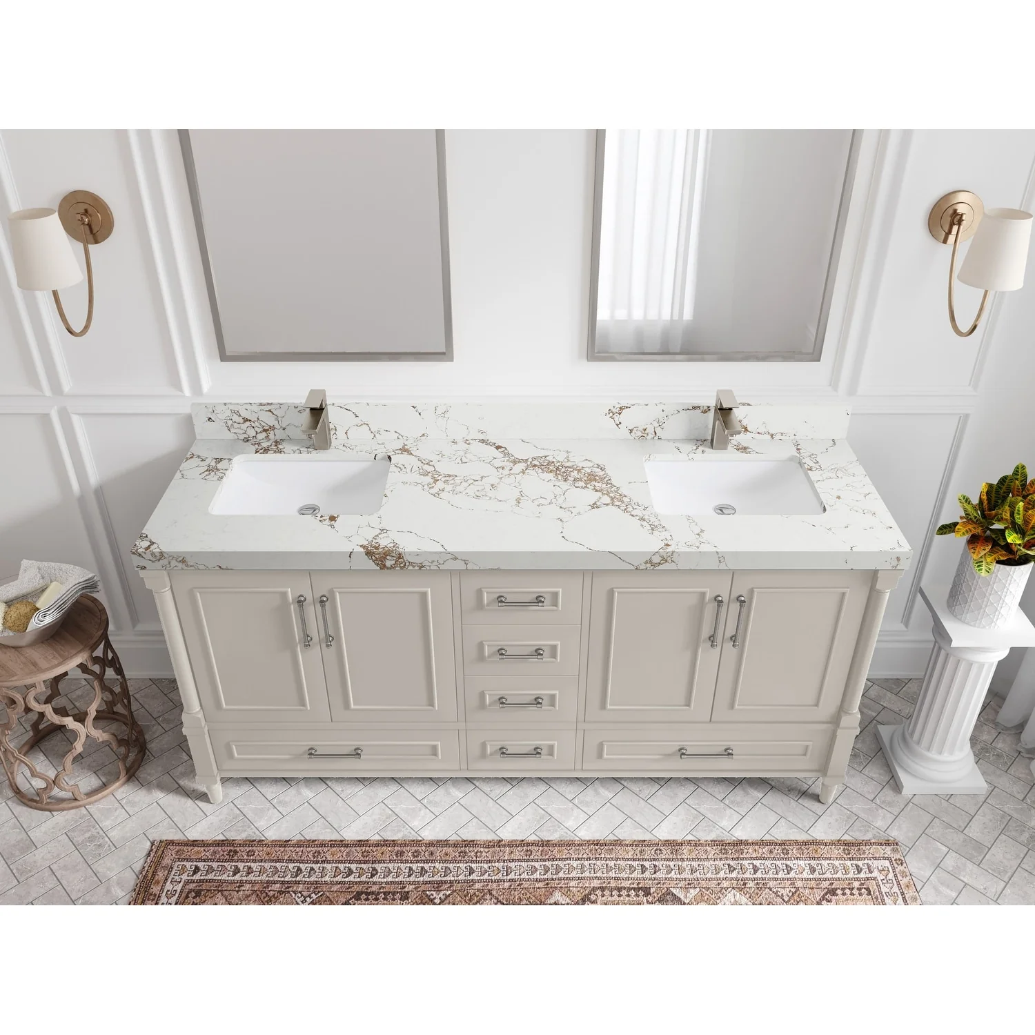 Willow Collections 72 in. W x 22 in. D Aberdeen Double Sink Bathroom Vanity with Countertops