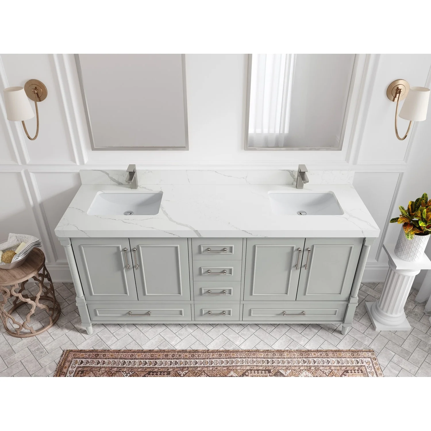 Willow Collections 72 in. W x 22 in. D Aberdeen Double Sink Bathroom Vanity with Countertops