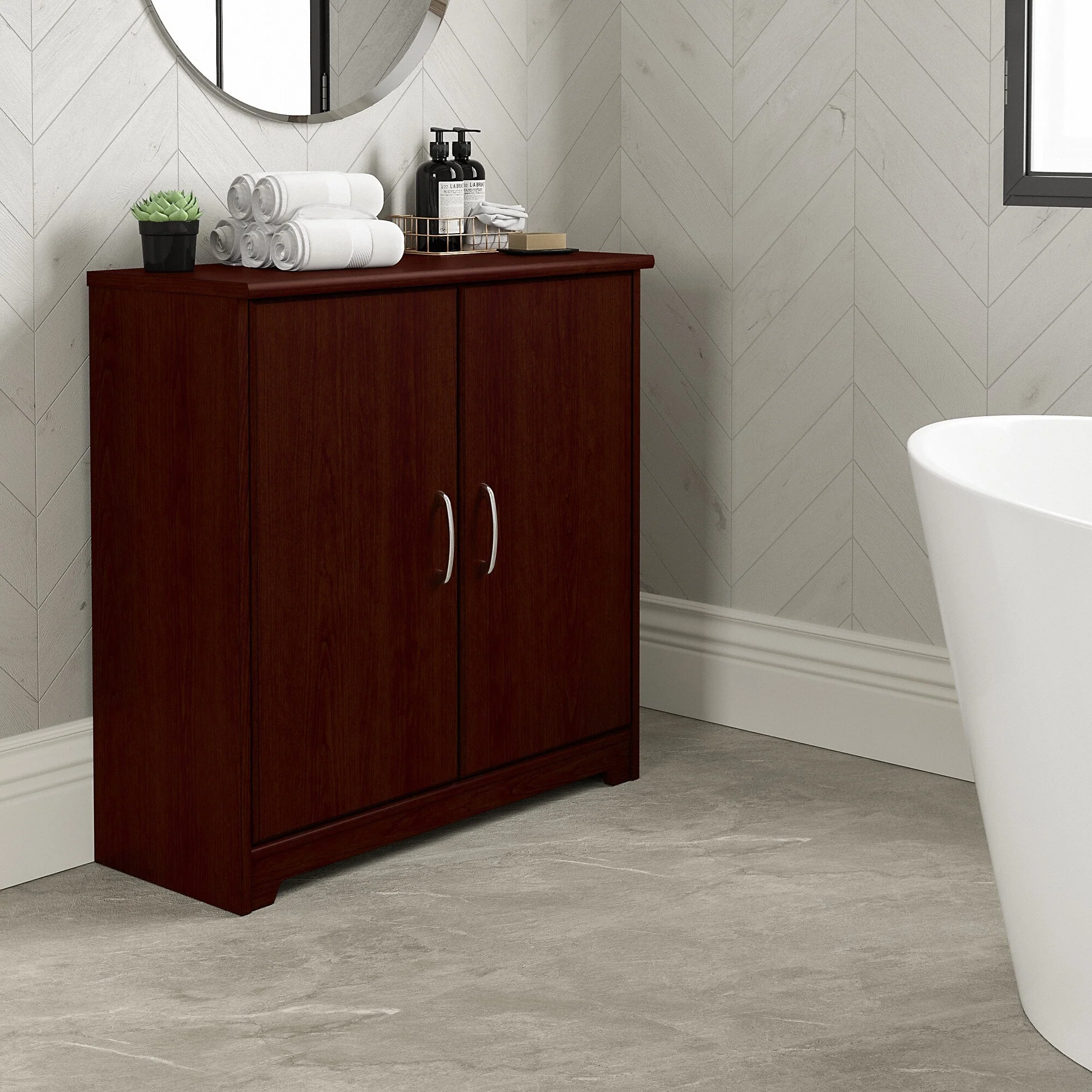 Cabot Small Bathroom Storage Cabinet with Doors by Bush Furniture