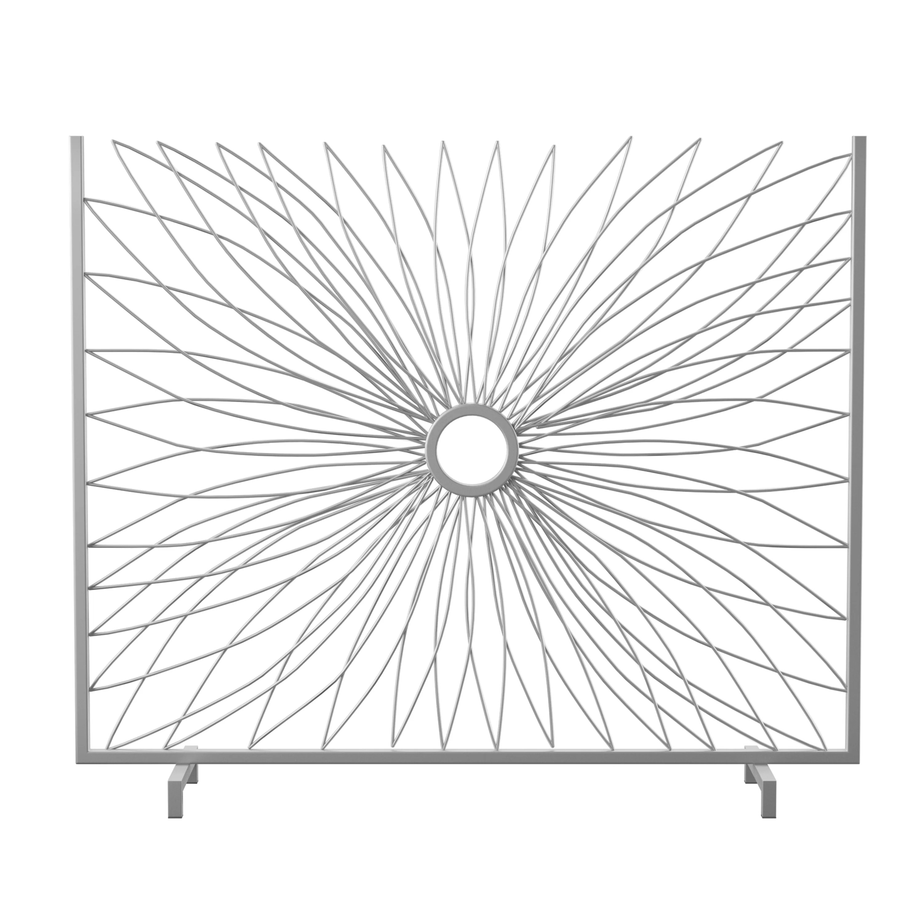 SEI Furniture Jeffersonia Contemporary Silver Metal Fireplace Screen