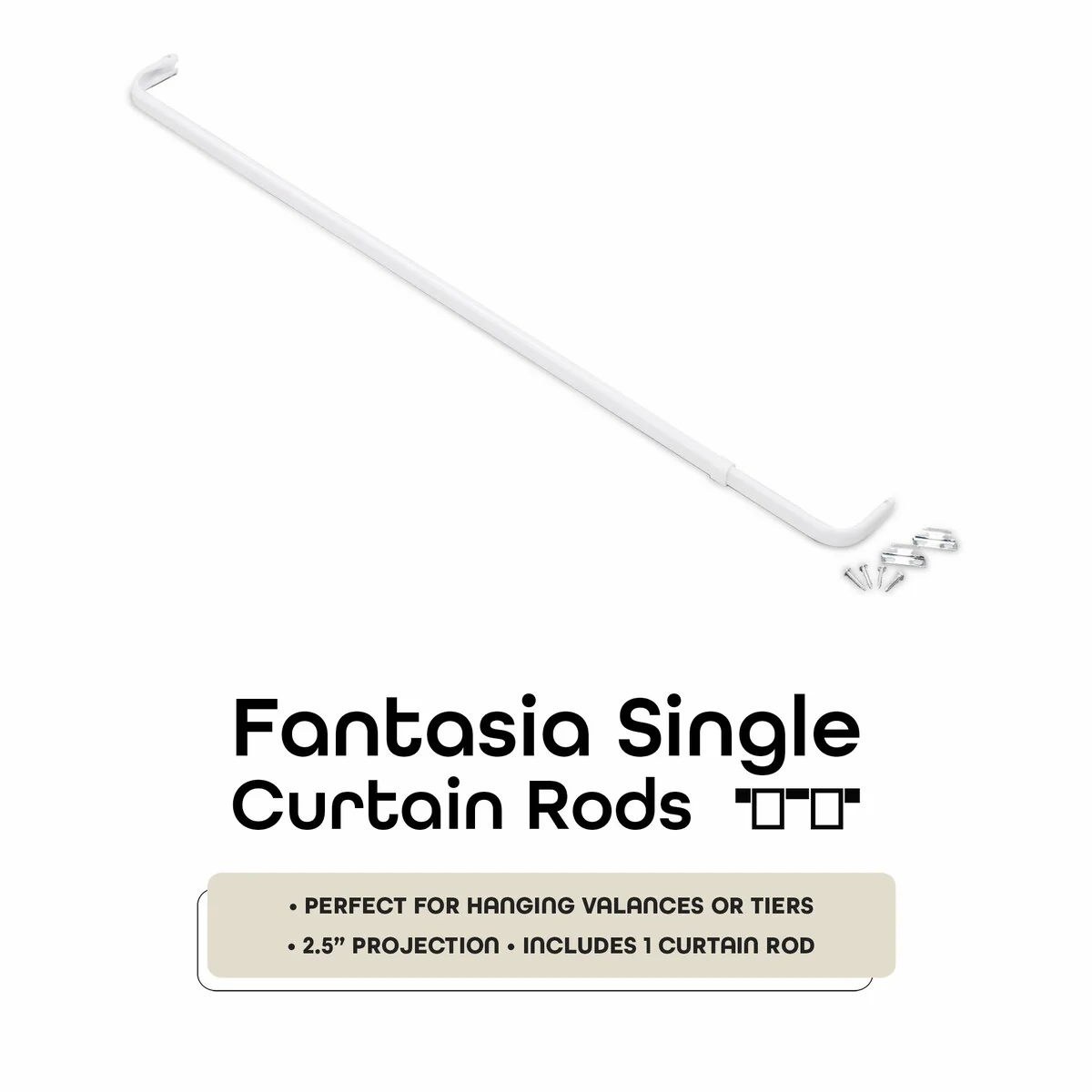 ACHIM Fantasia Single Curtain Rod 2.5