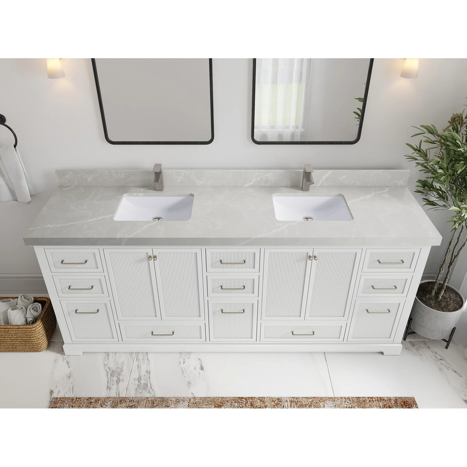 Willow Collections 84 in. W x 22 in. D Alys Double Bowl Sink Bathroom Vanity with Countertop