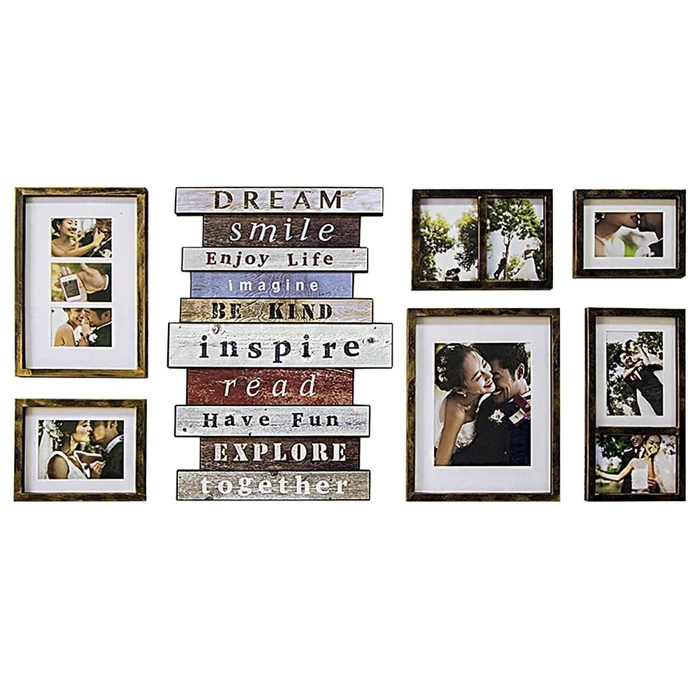 Jerry & Maggie - Luxury 7 Piece of | Photo Frame | Wall Decor Bar - Wall Decor Combination - Gold Black PVC Picture Large Frame