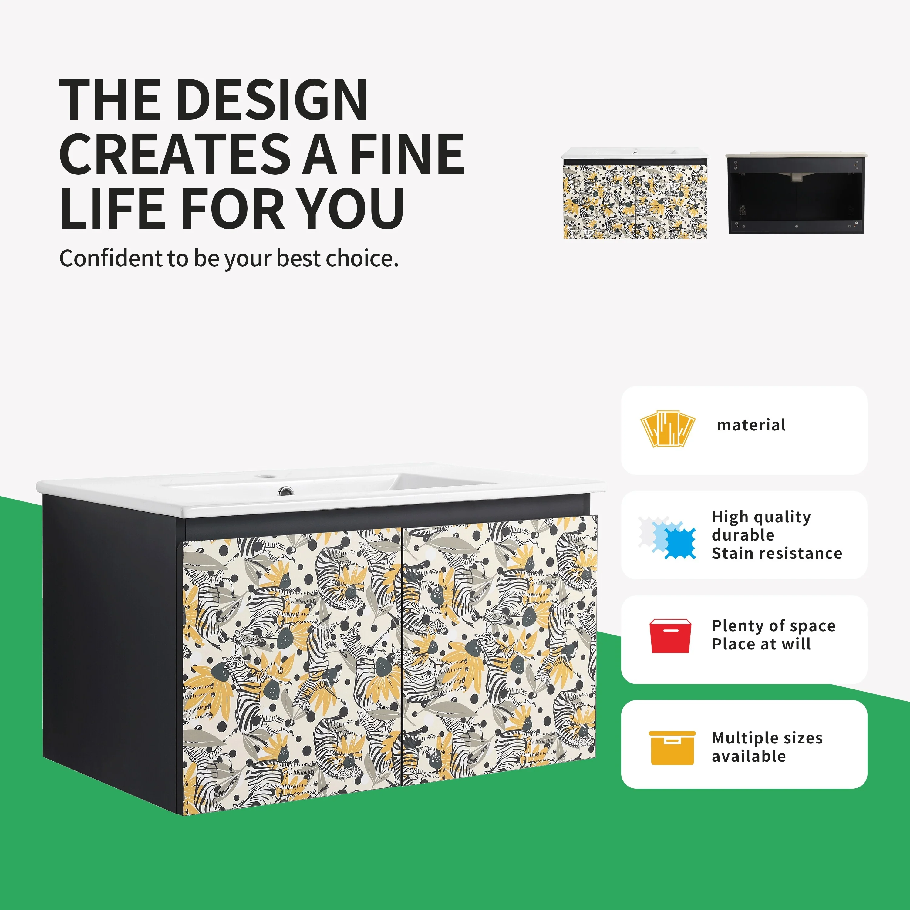 BNK 24/30/48 Inch Double Sink Bathroom Vanity with Soft Close Door