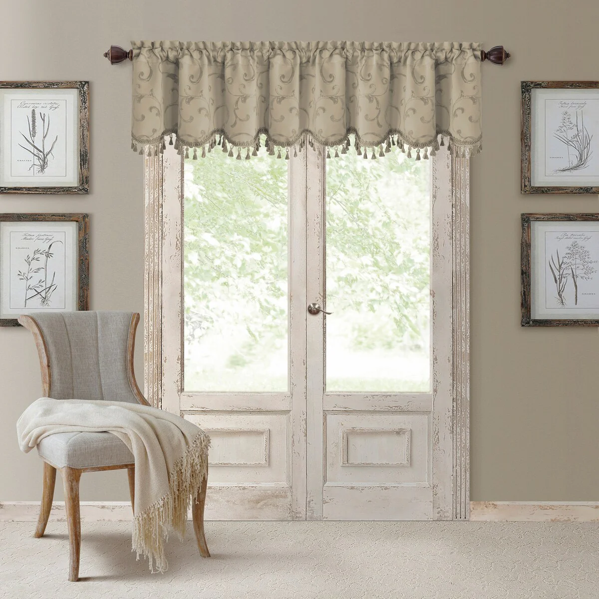 Elrene Mia Jacquard Blackout Scallop Window Valance - 52