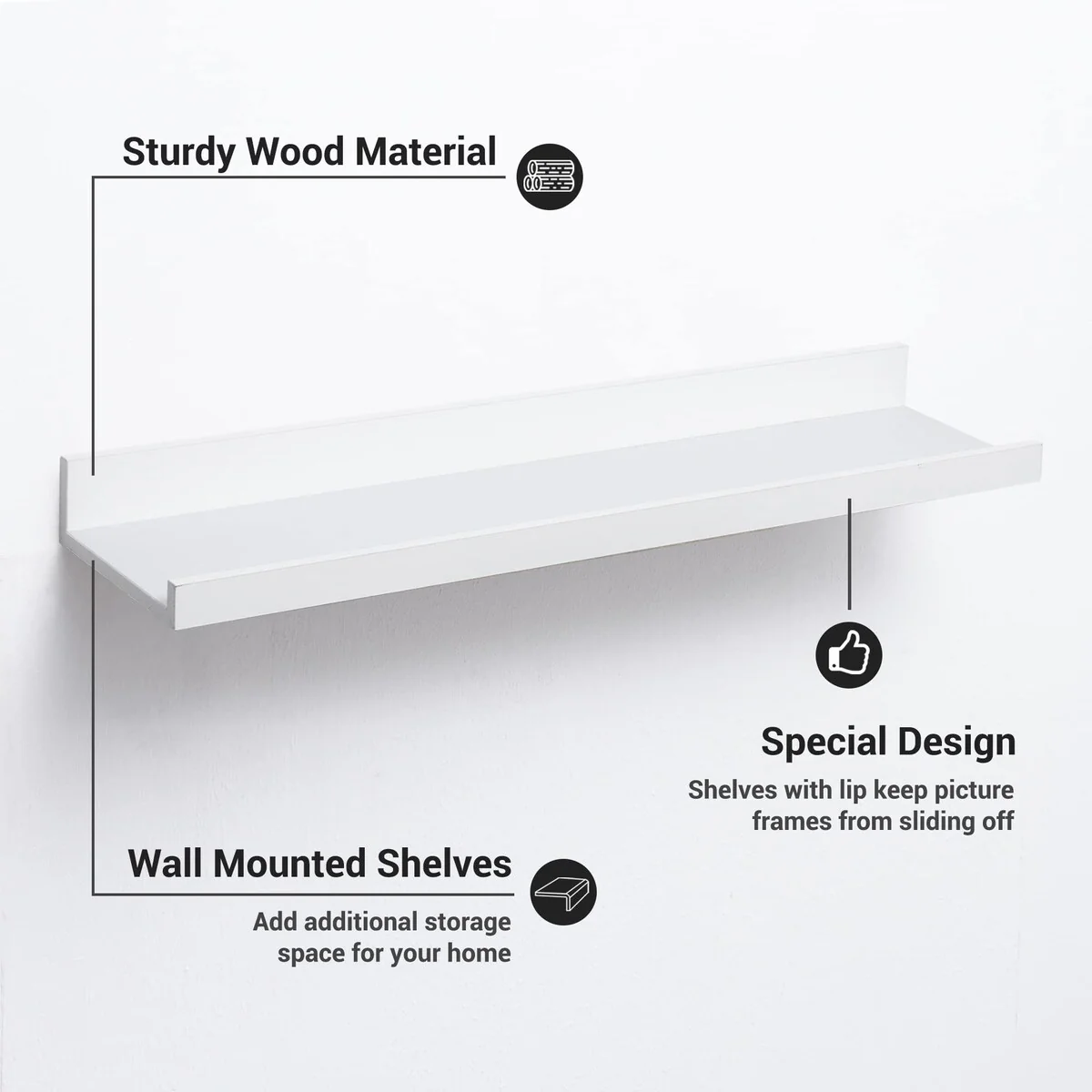 Picture Ledge Shelf, Floating Shelves Wall Mounted Set of 3