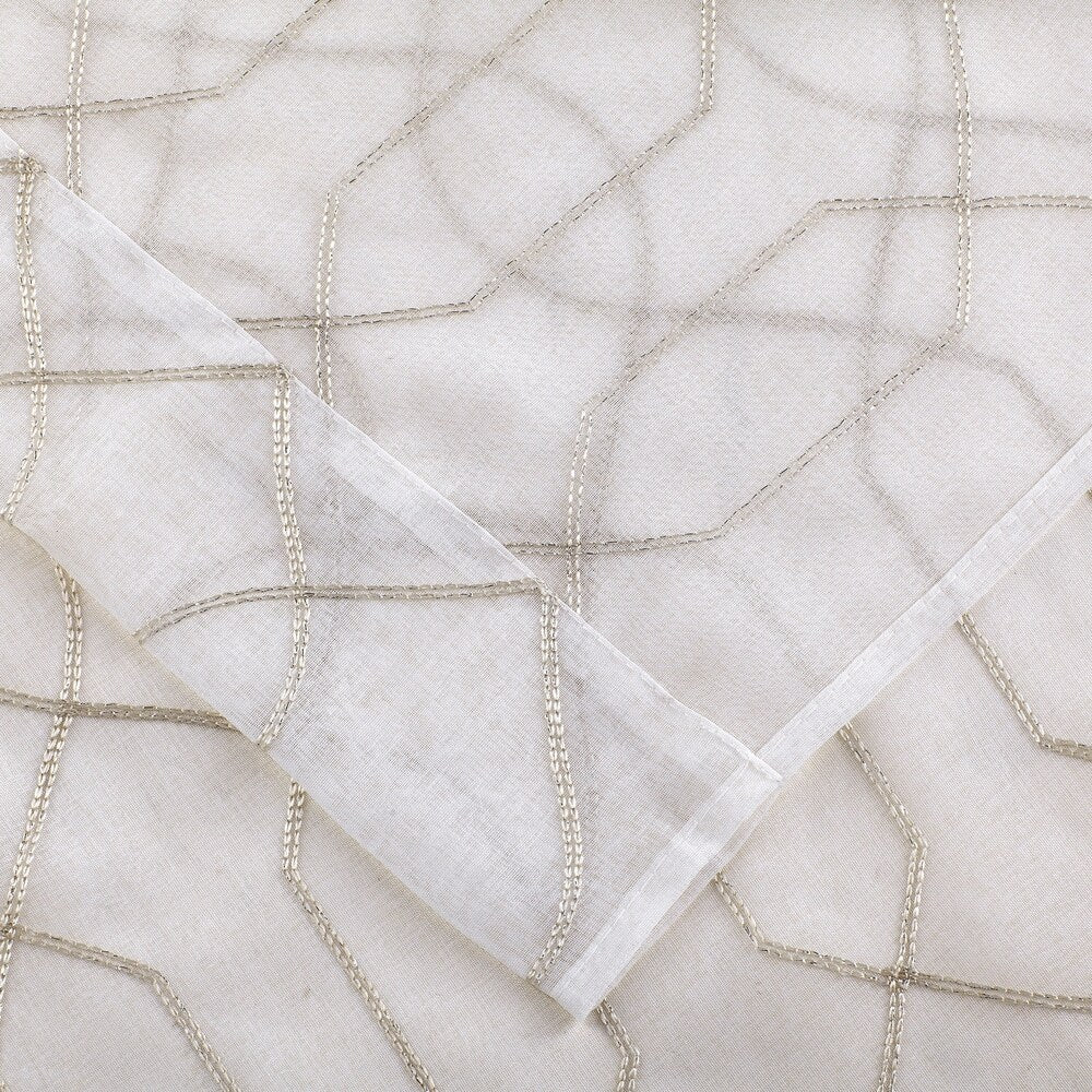 Trellis Embroidered Sheer Window Curtain Panel 2-pack or 4-Pack