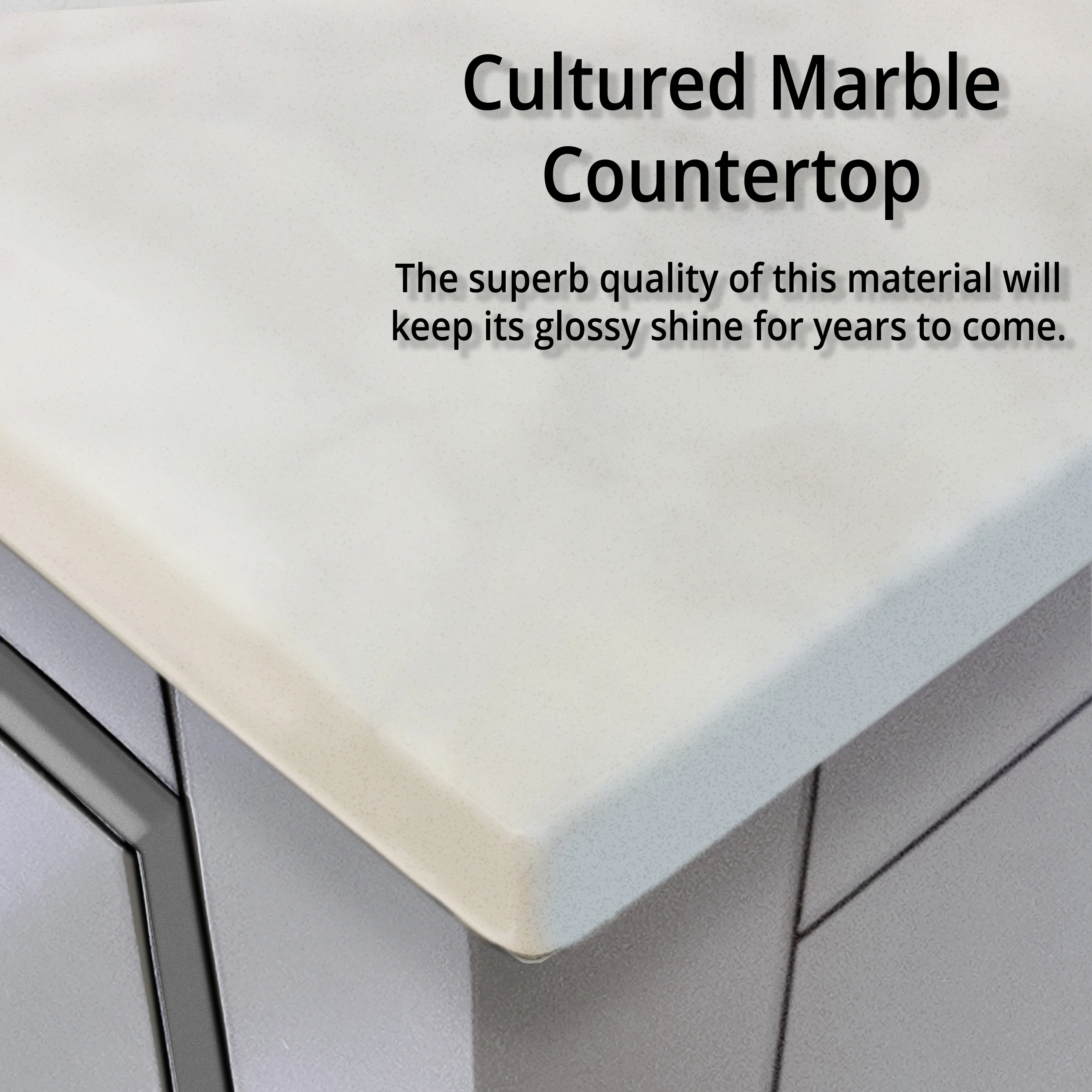 Lafarre Bath Vanity Cultured Marble Top, Sink and Rose Gold Faucet