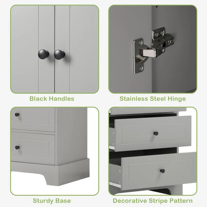 Freestanding Storage Cabinet with 2 Doors and 4 Drawers