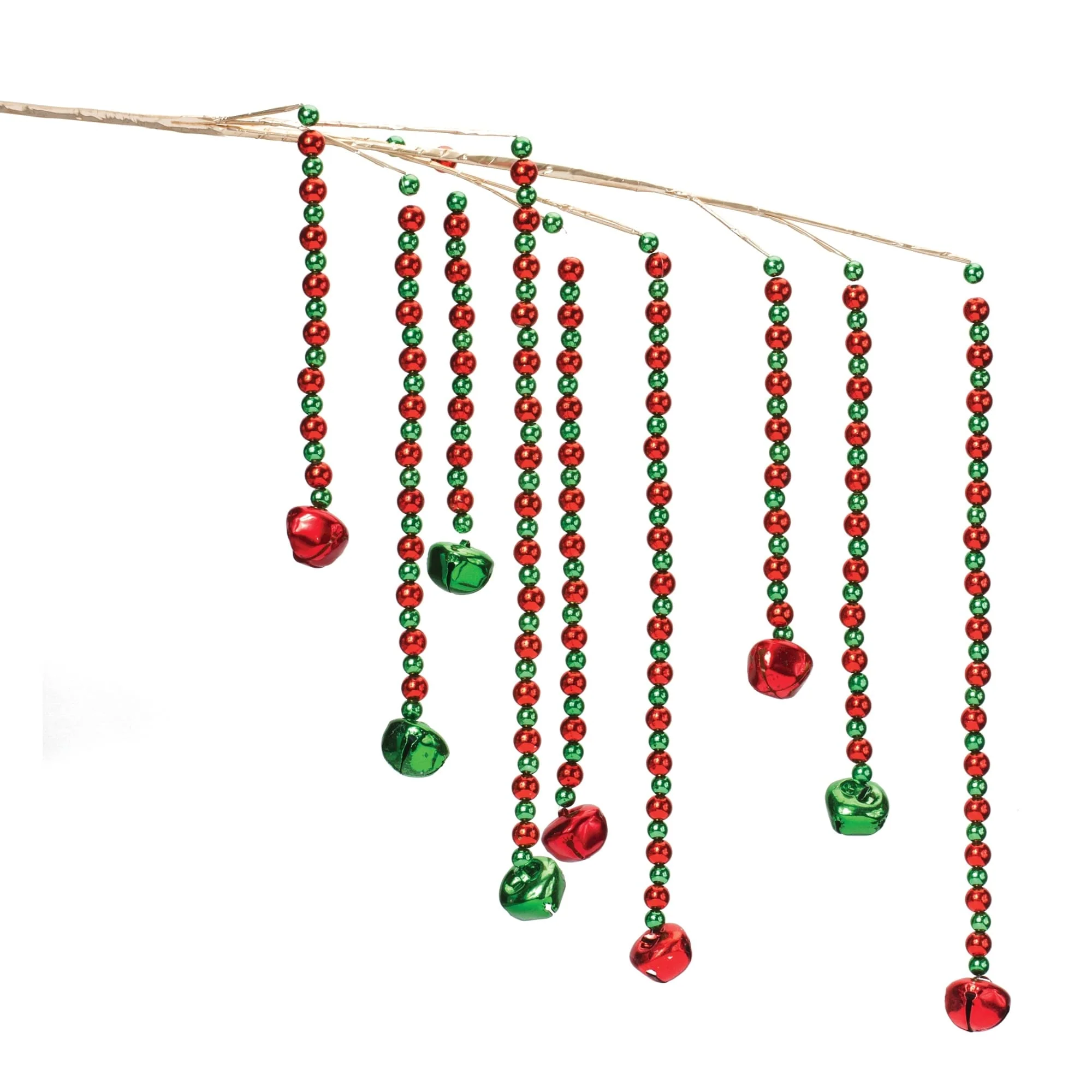 Hanging Sleigh Bell Branch (Set of 2) - Champagne