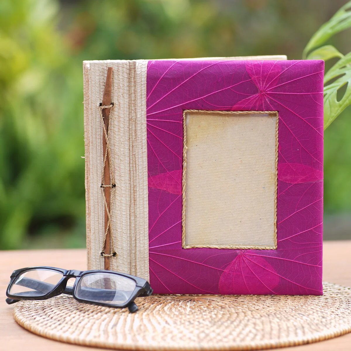 Novica Handmade Autumn Spirit In Pink Natural Fiber Photo Album