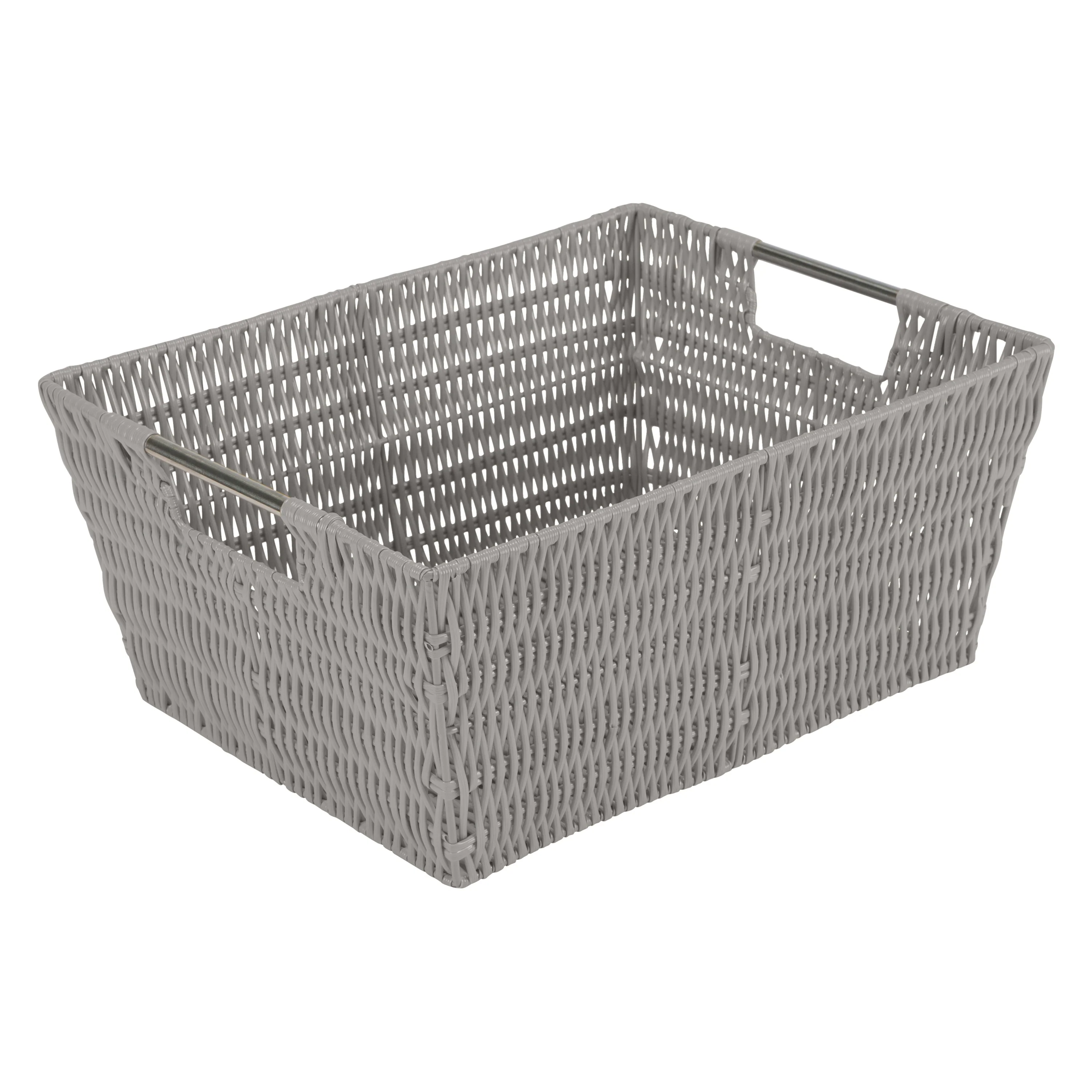 Simplify 3 Pack Set Rattan Tote Baskets in Charcoal