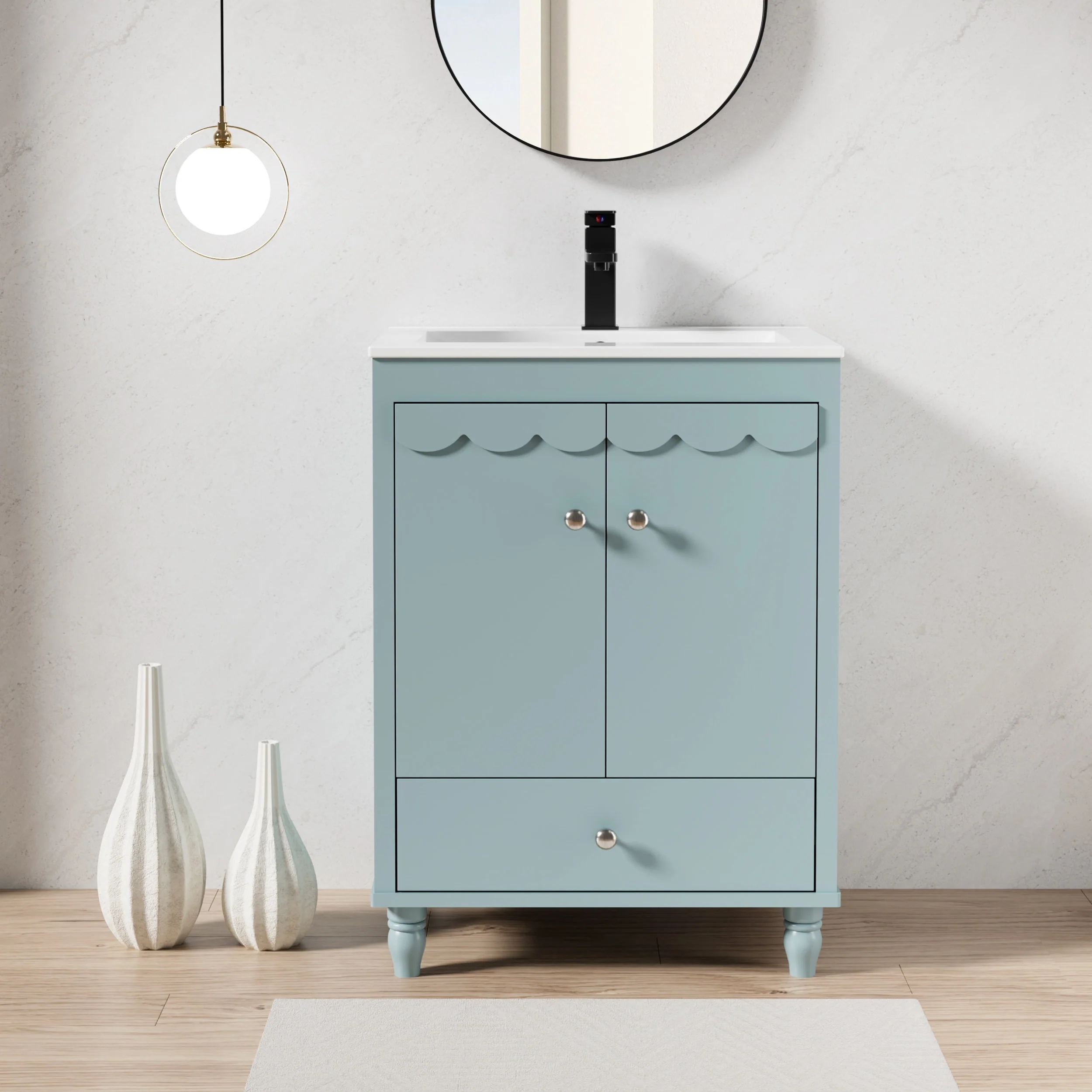 Lace Trim Freestanding Bathroom Vanity Set - Perfect for Bathrooms